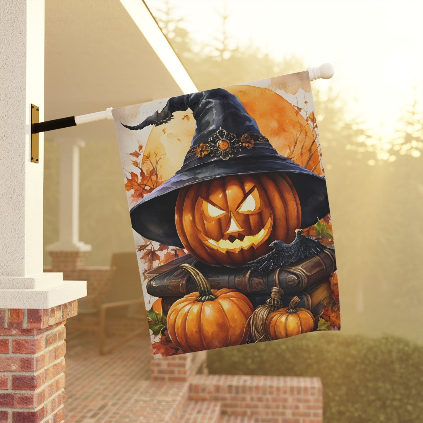 Halloween Witch Pumpkin Garden Flag