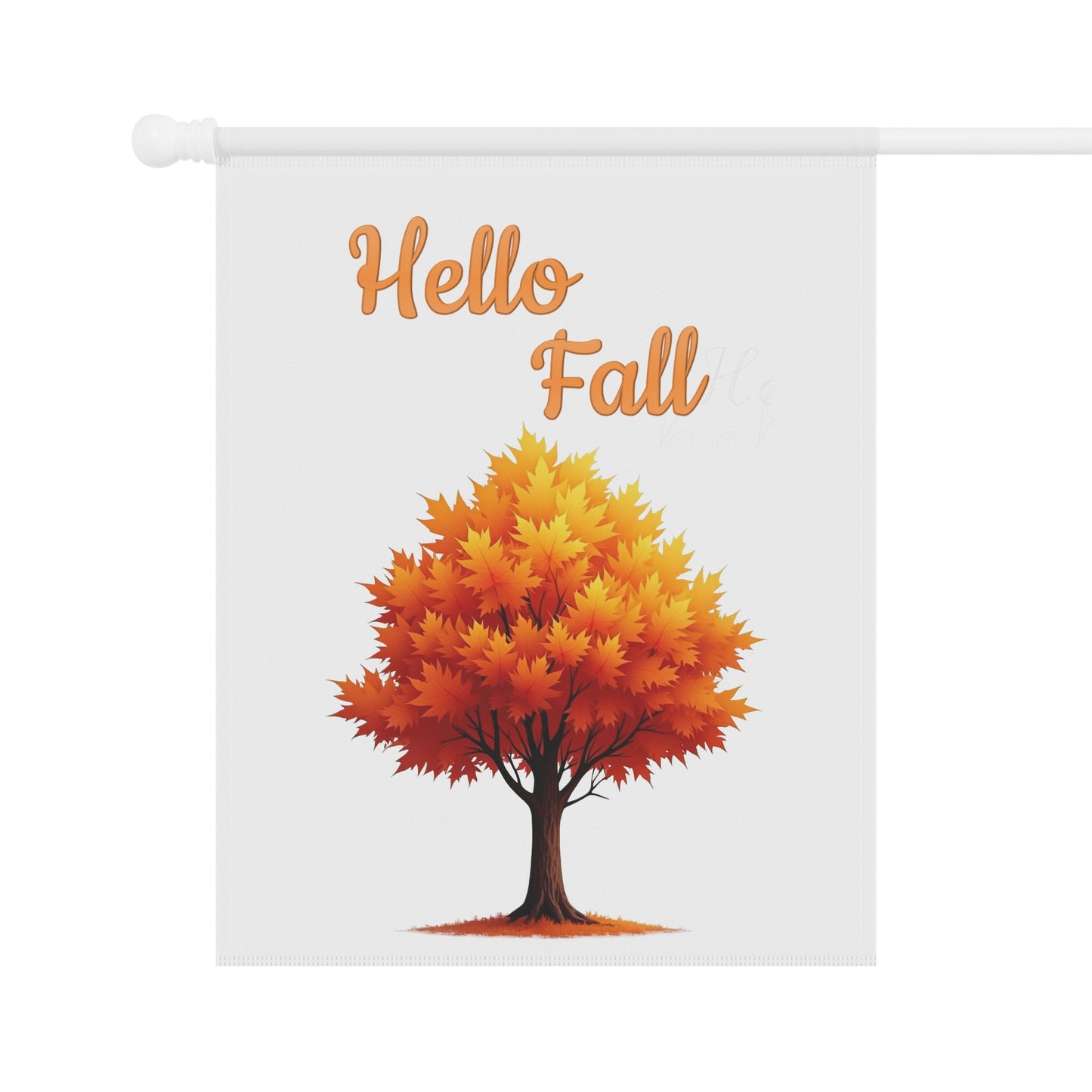 Hello Fall Garden Flag with Golden Autumn Tree
