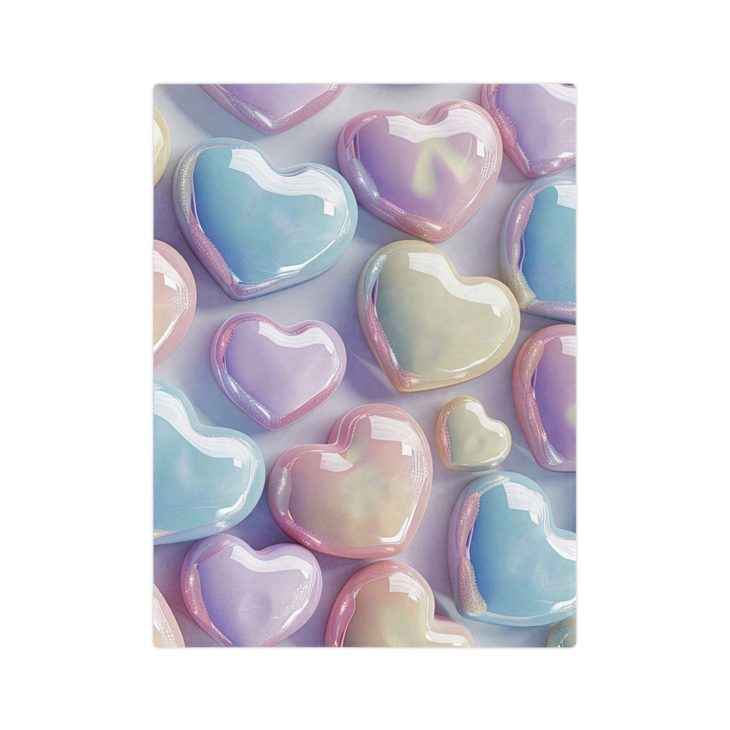 Iridescent Pastel Hearts Velveteen Blanket