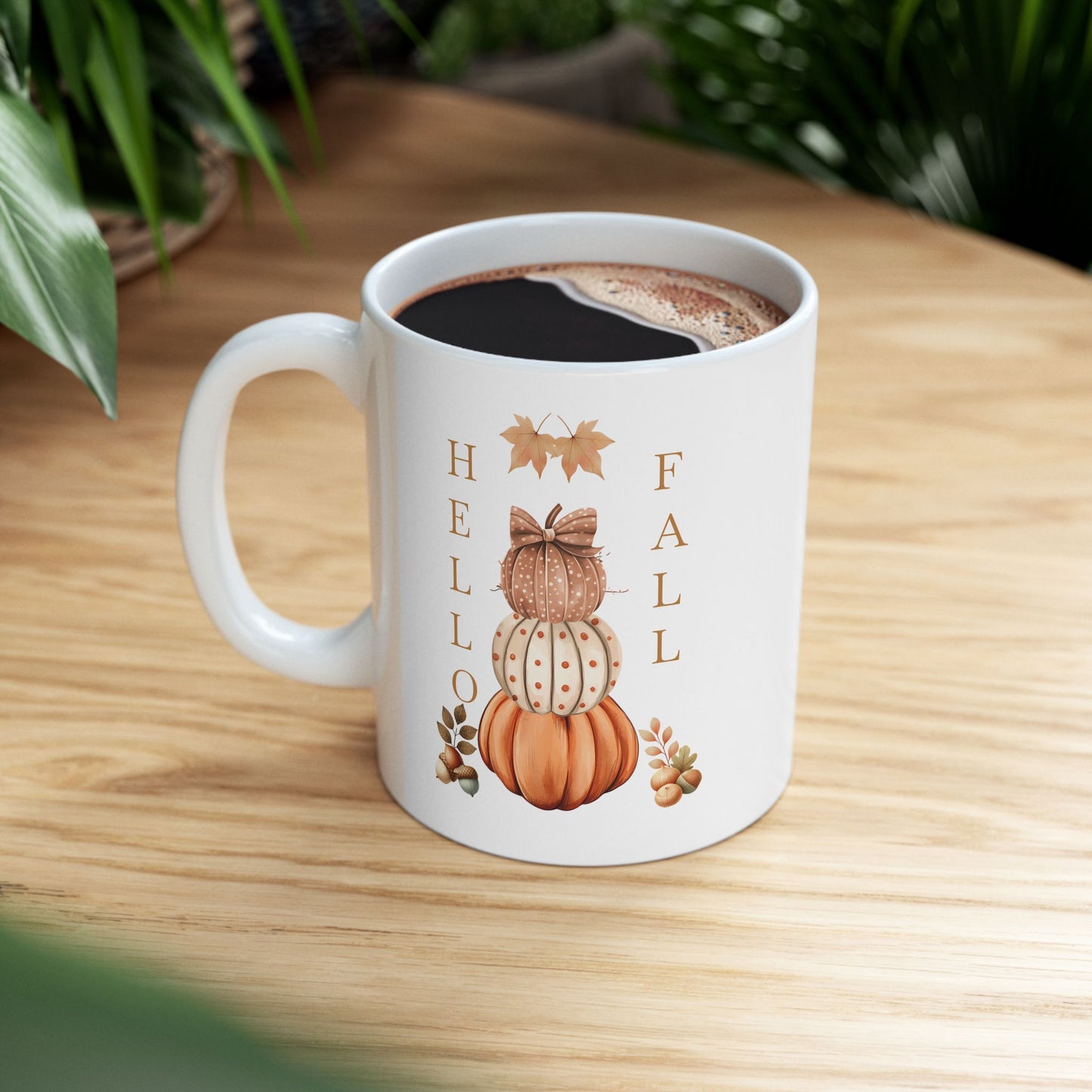 "Hello Fall" Stacked Pumpkin Coffee Mug