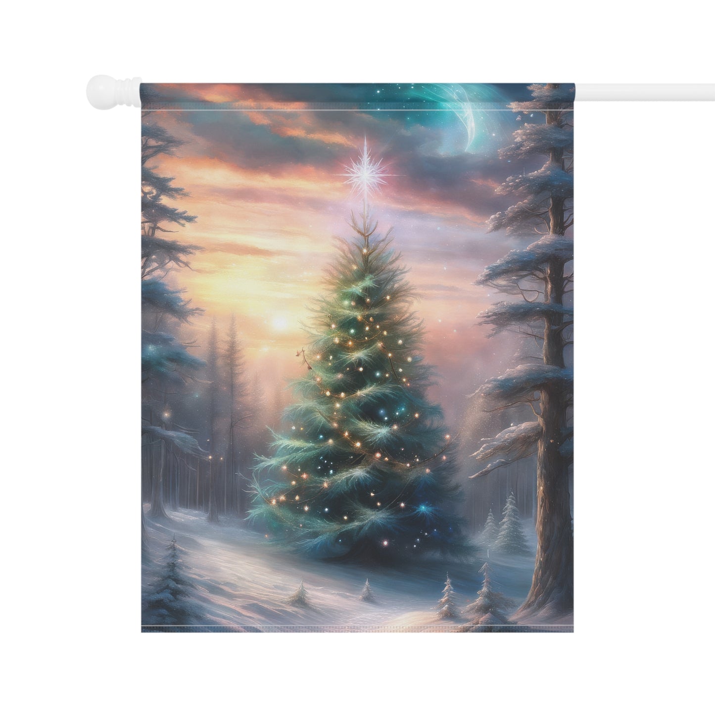 Majestic Wintery Woods Scene Holiday Garden Flag/ House Banner