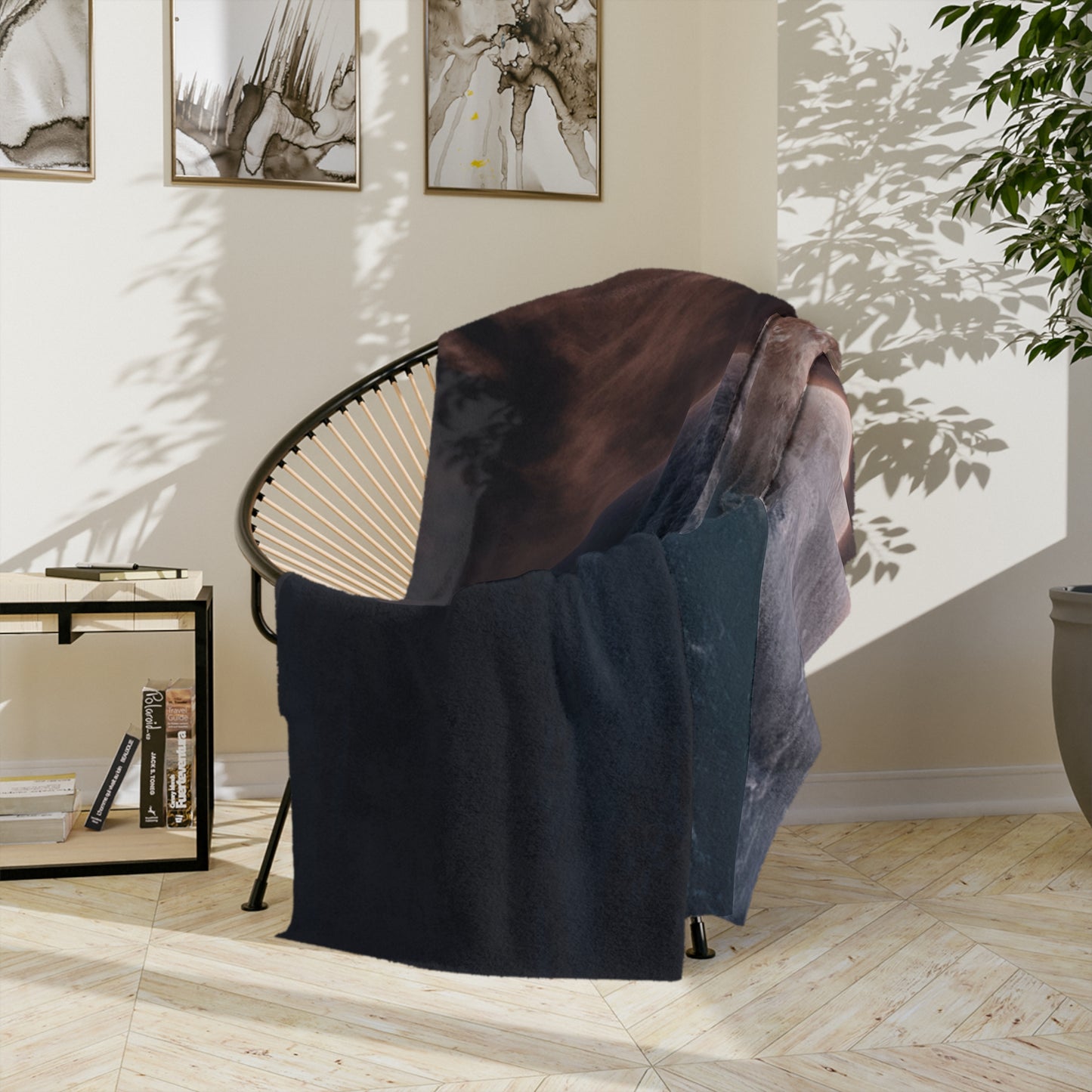 Space Sunset Velveteen Throw Blanket