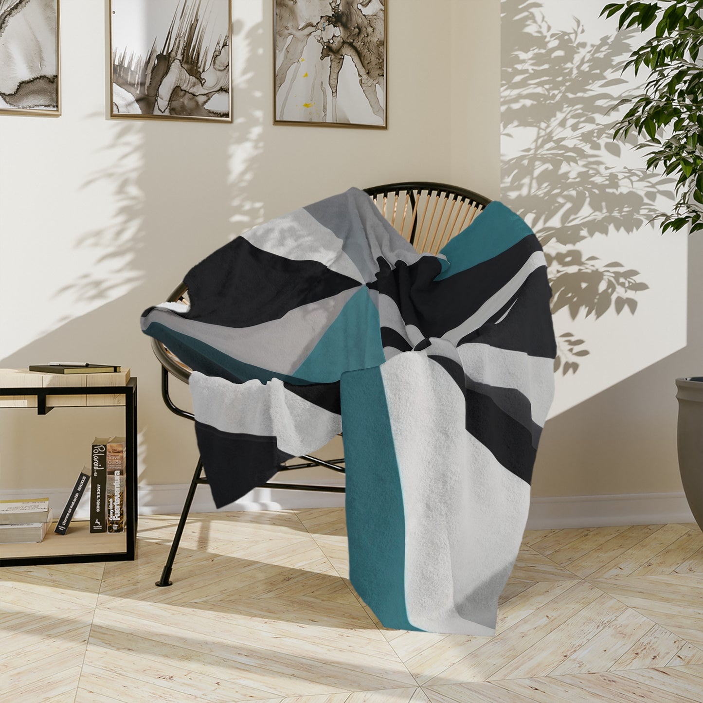 Modern Teal & Black Throw