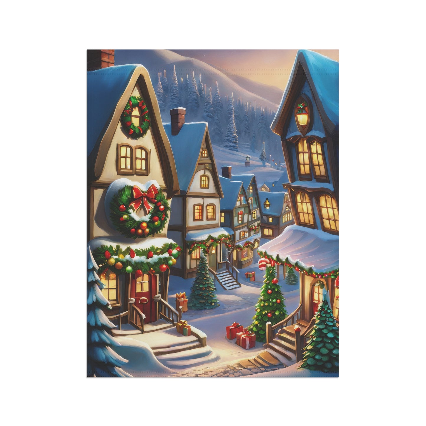 Charming Christmas Town Garden Flag/ House Banner