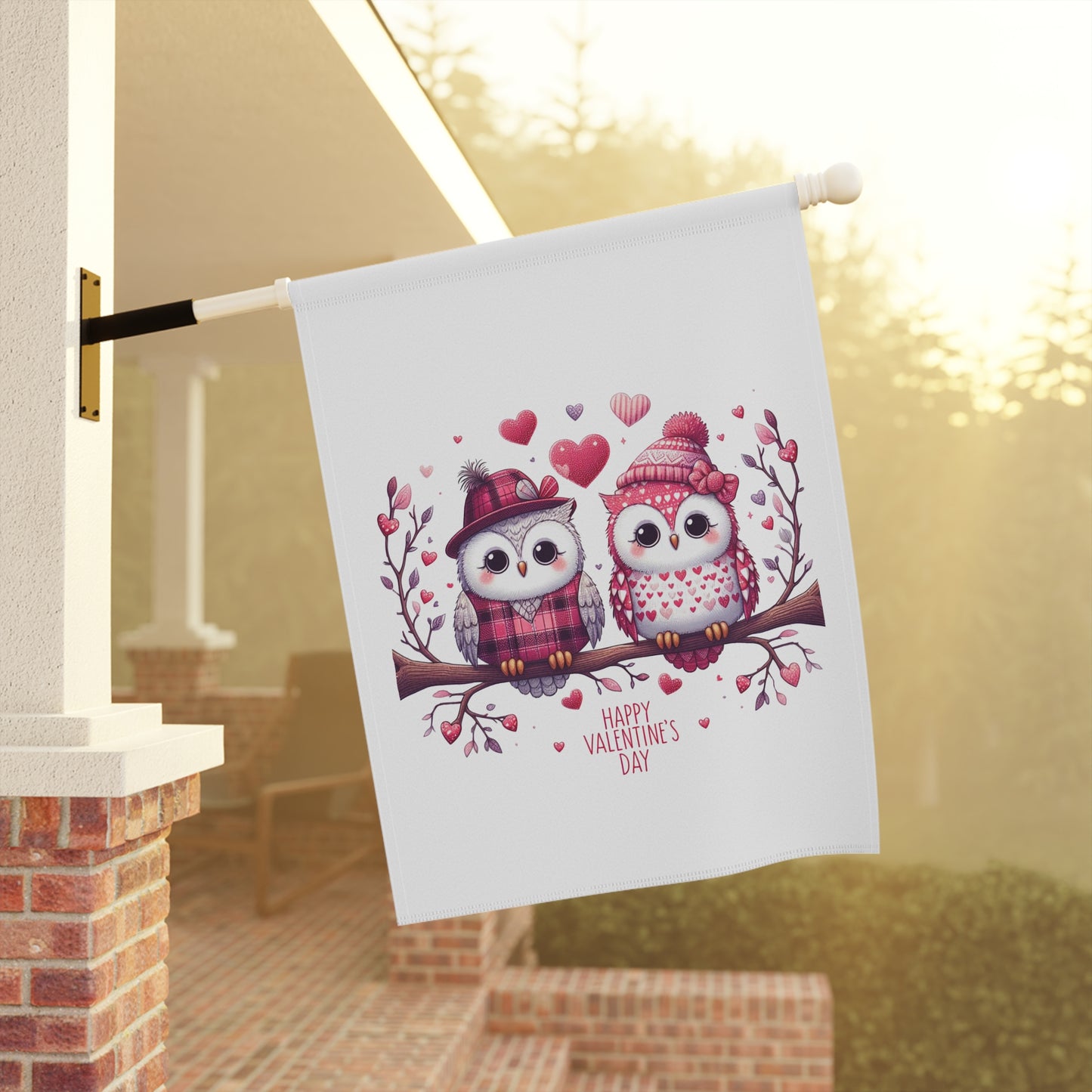 Precious Owl Valentine's Garden Flag