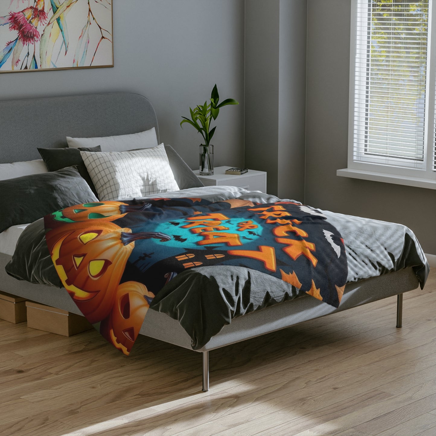 Spooky Pumpkins Trick or Treat Halloween Blanket