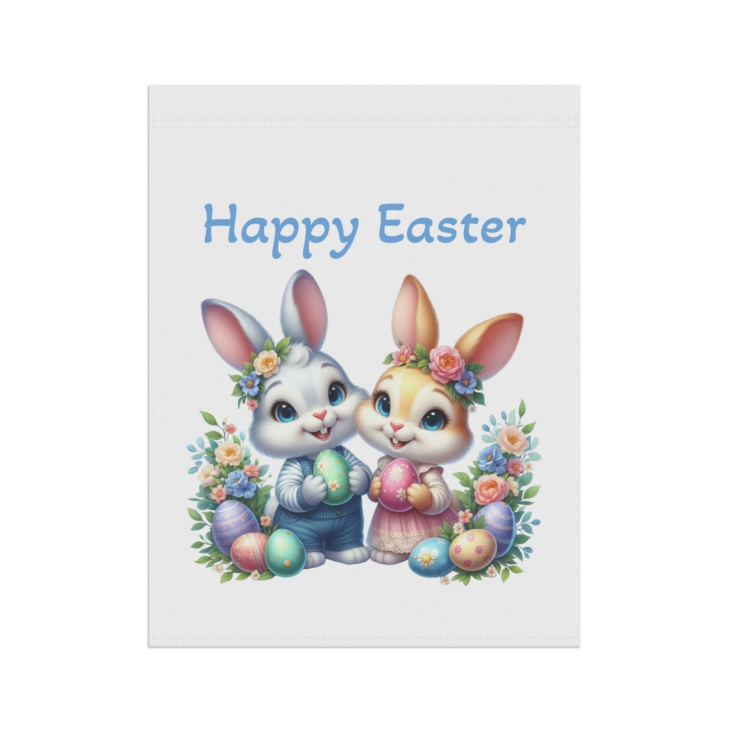 Cute Bunnies Happy Easter Garden Flag