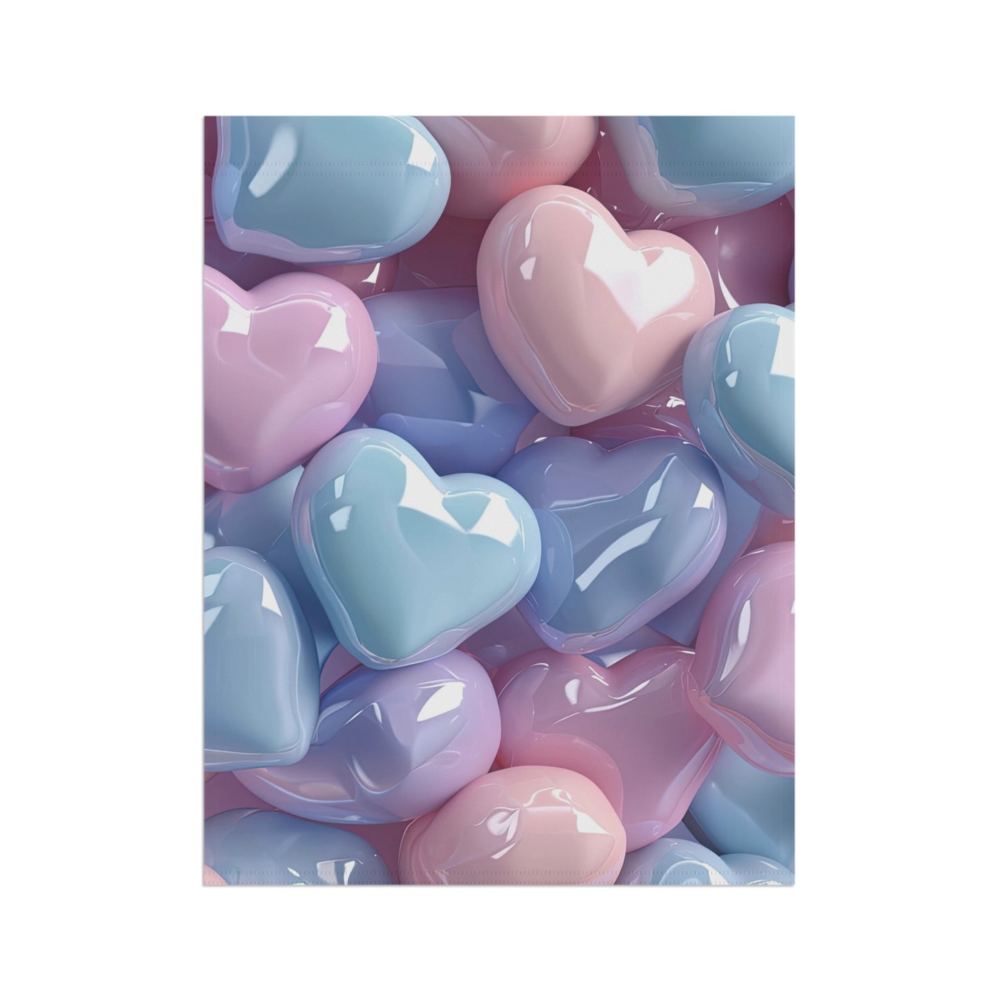 Shiny Colorful Pastel Hearts Garden Flag