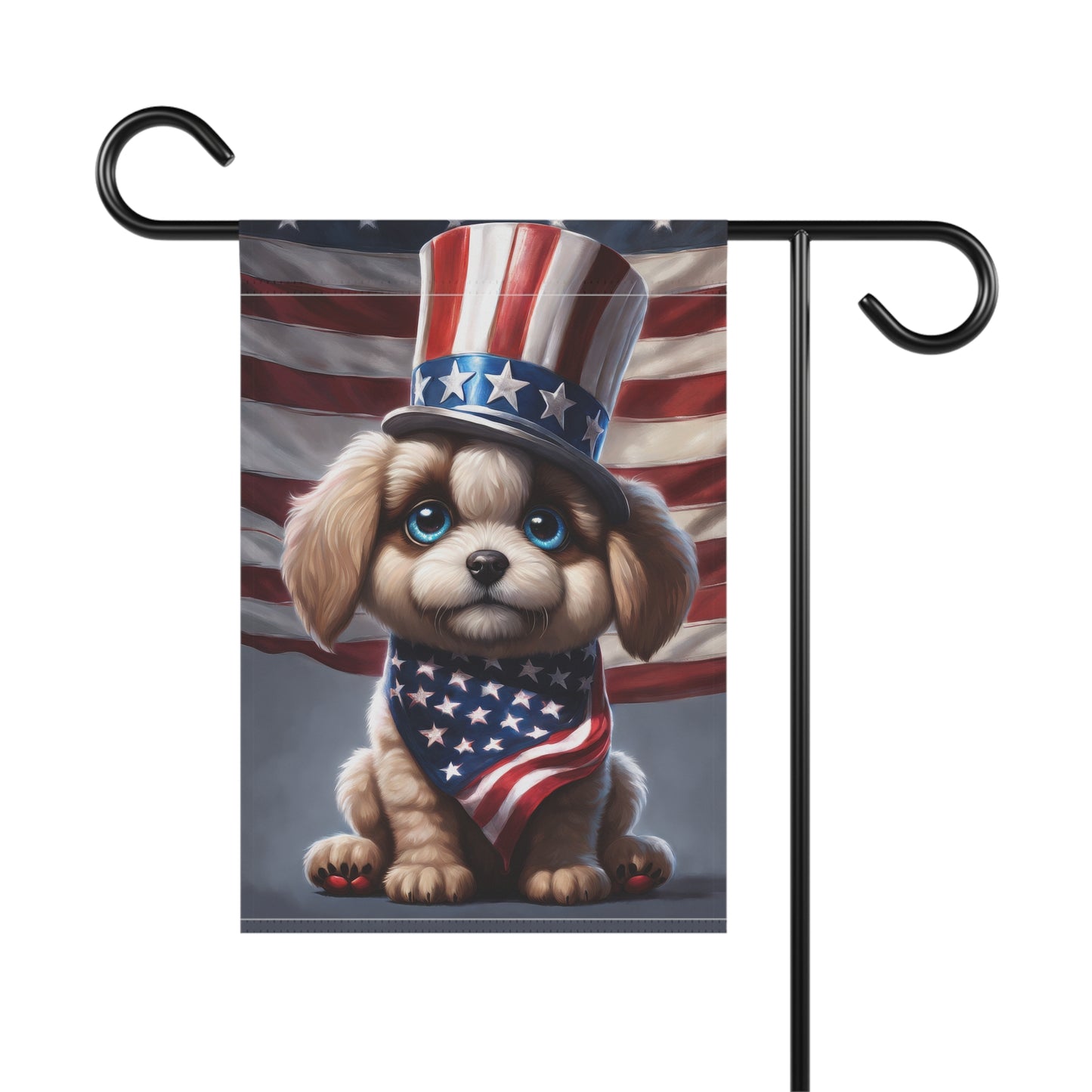 Cute Puppy Patriotic Garden Flag/House Banner