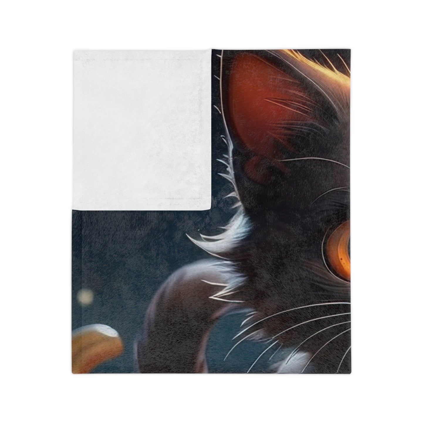Adorable Black Cat in Jack-o'-Lantern Halloween Plush Blanket