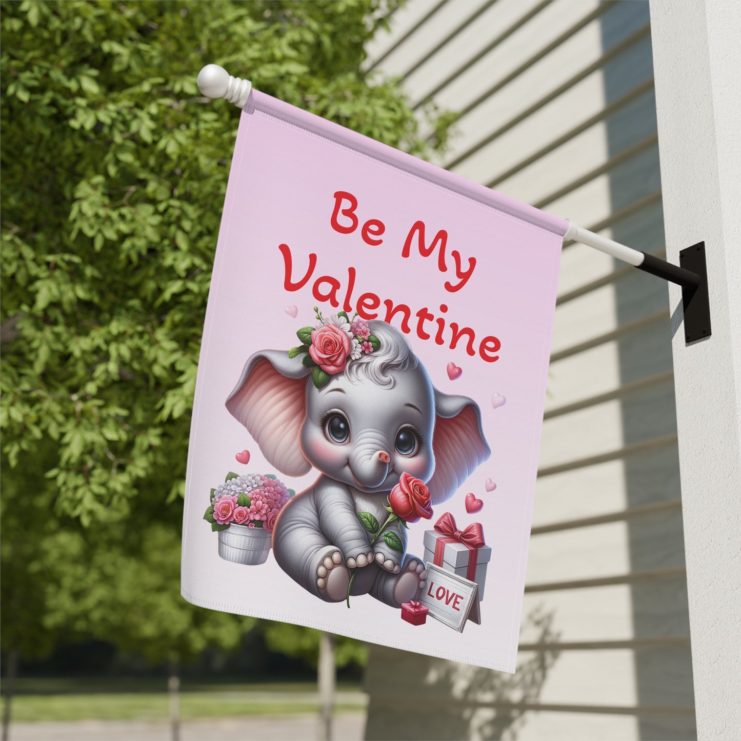 Be My Valentine Elephant Garden Flag