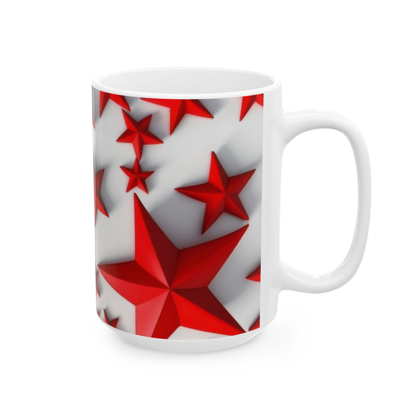 Bold Red 3D Stars Coffee Mug