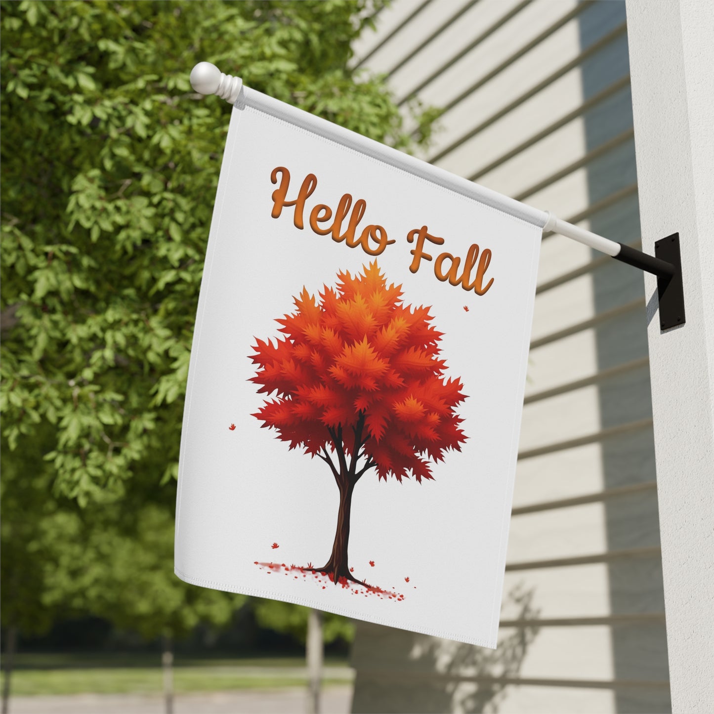 Hello Fall Garden Flag with Autumn Tree