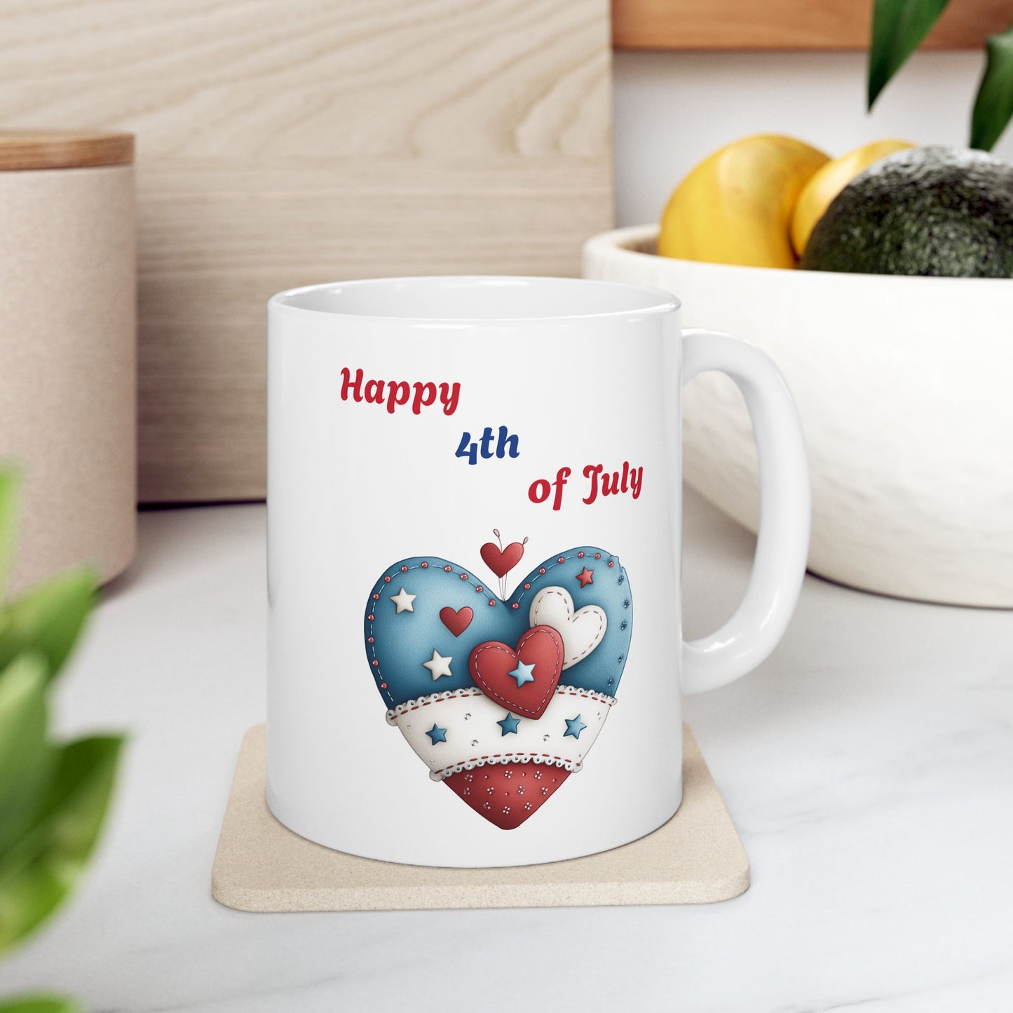 Decorative Stars & Stripes Heart Mug