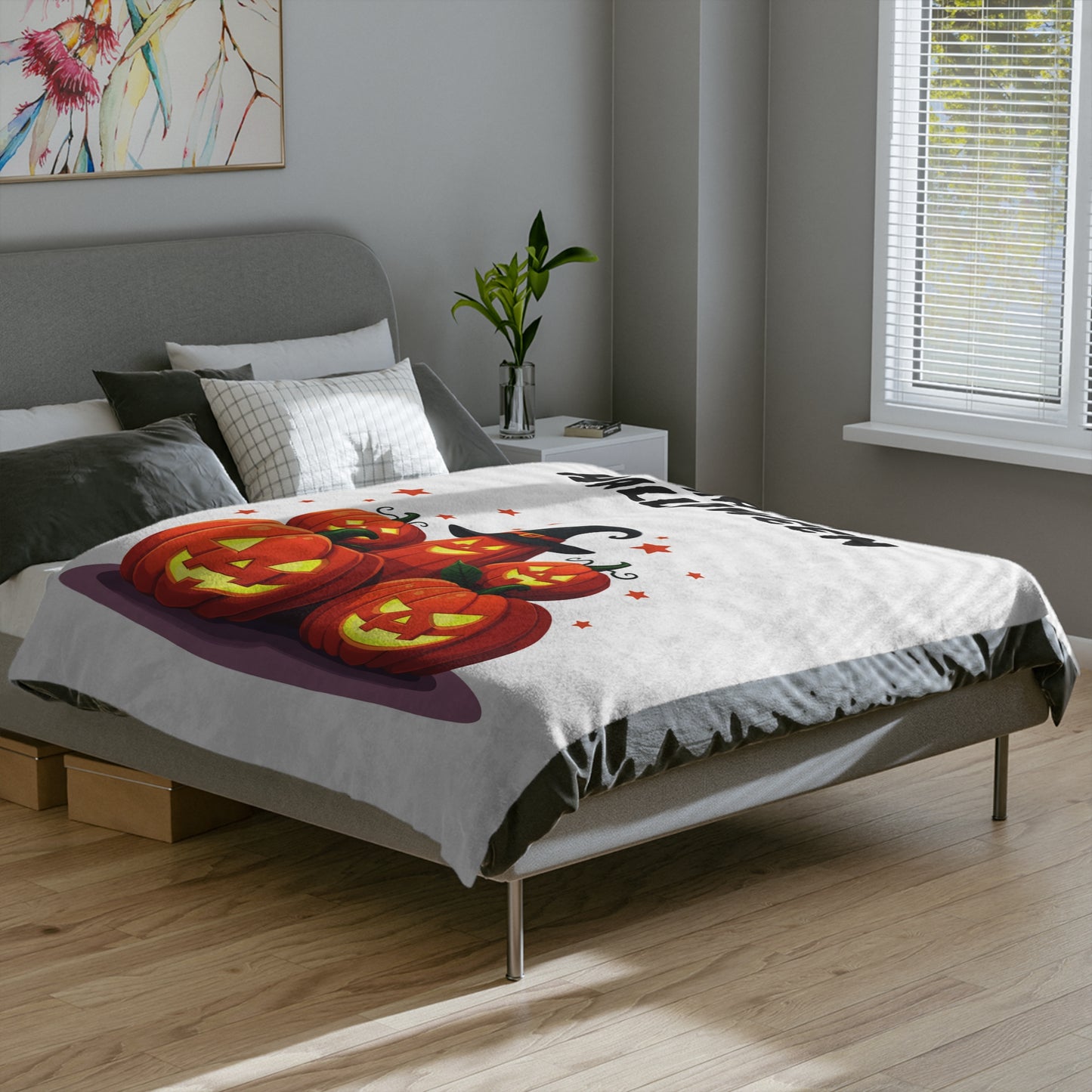 Happy Halloween Pumpkin Family Plush Blanket