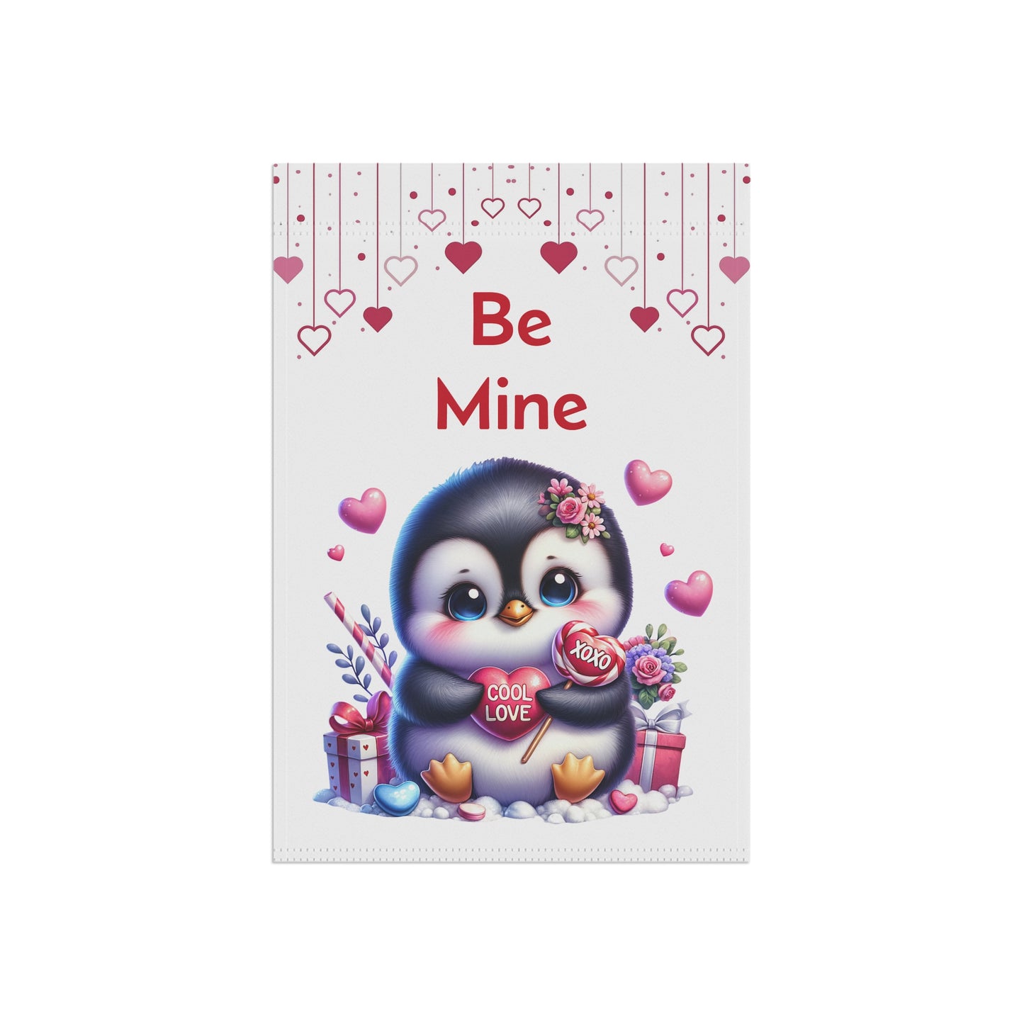 Be Mine Penguin Valentine Garden Flag