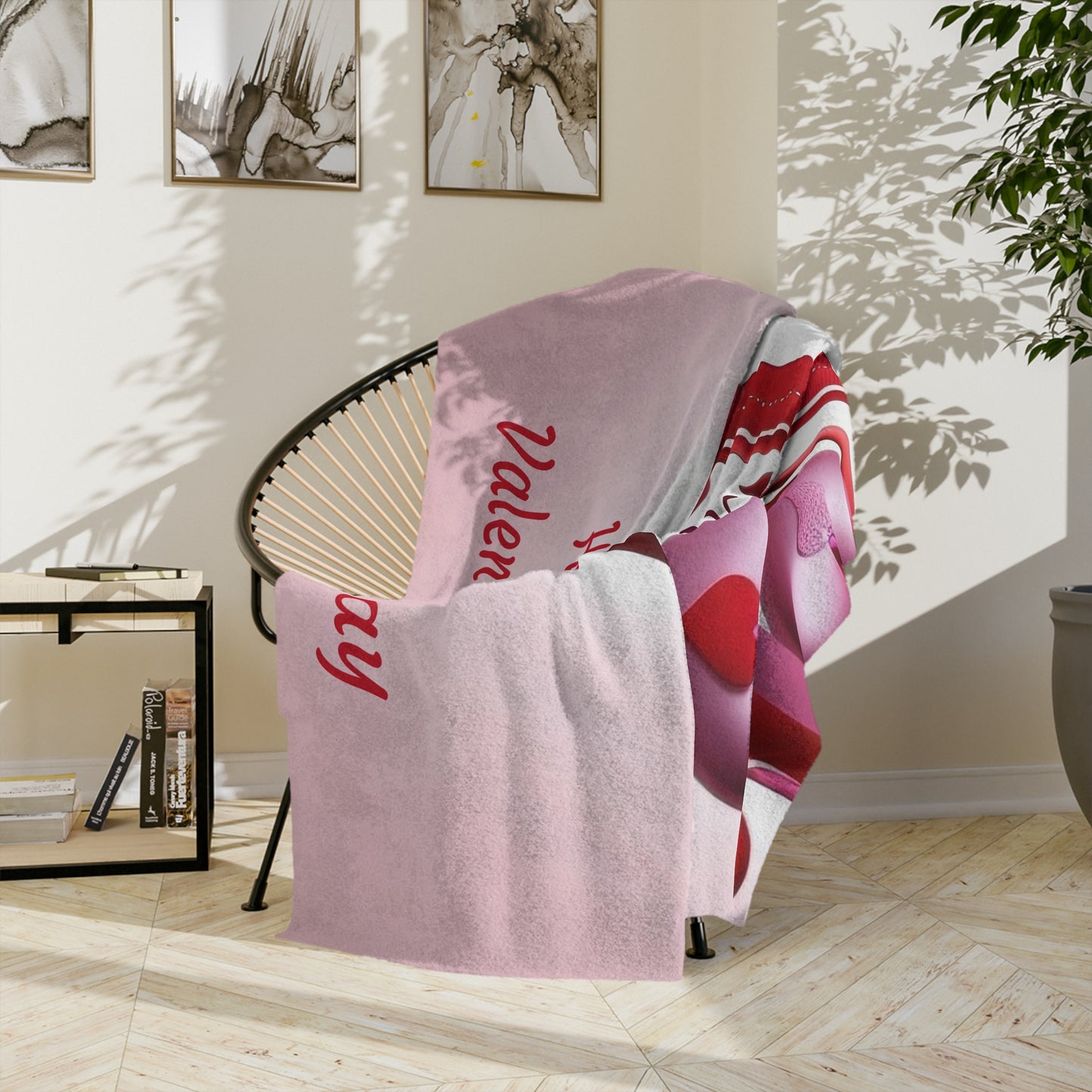 Happy Valentine's Day Hanging Hearts Blanket