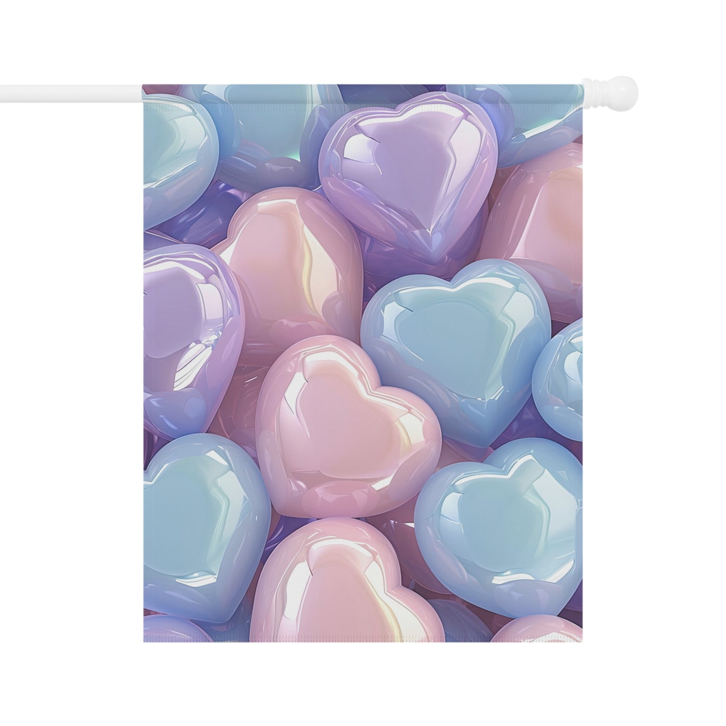 Glossy Pastel Heart Cluster Garden Flag