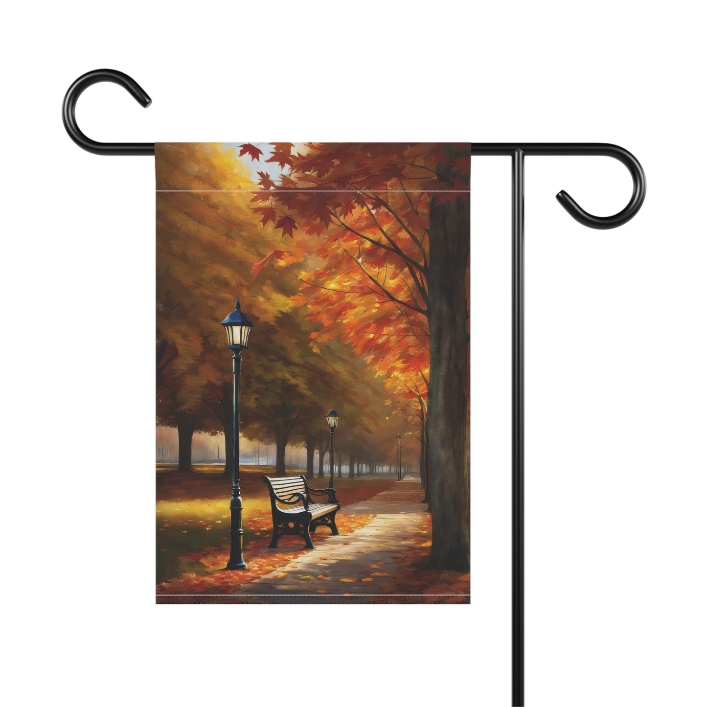 Vibrant Autumn Park Lane Garden Flag