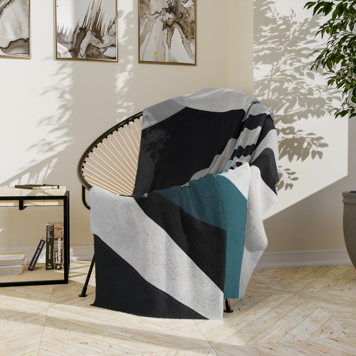 Modern Teal & Black Throw