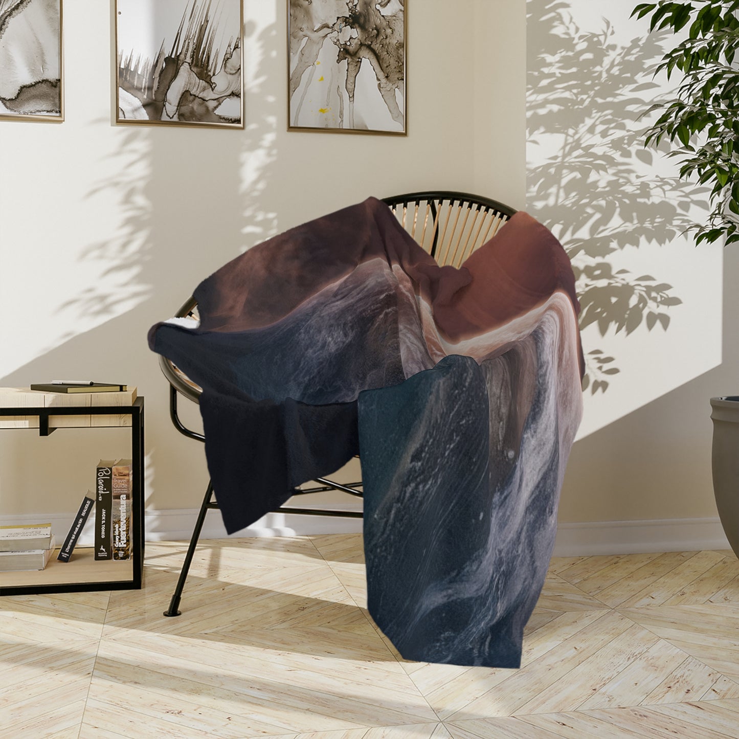 Space Sunset Velveteen Throw Blanket