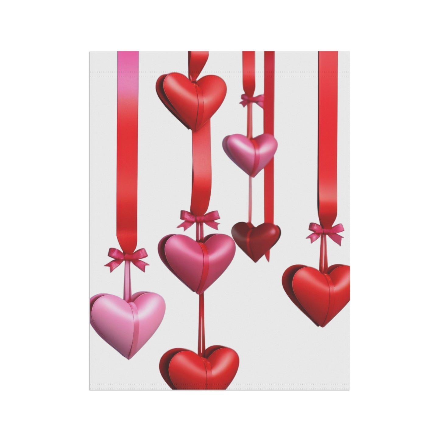 Valentine Garden Flag with Red & Pink Hanging Hearts