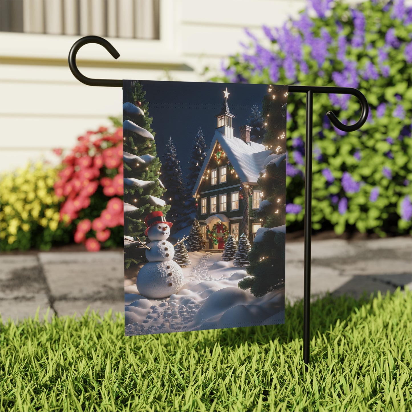 Cute Snowman Holiday Garden Flag/ House Banner