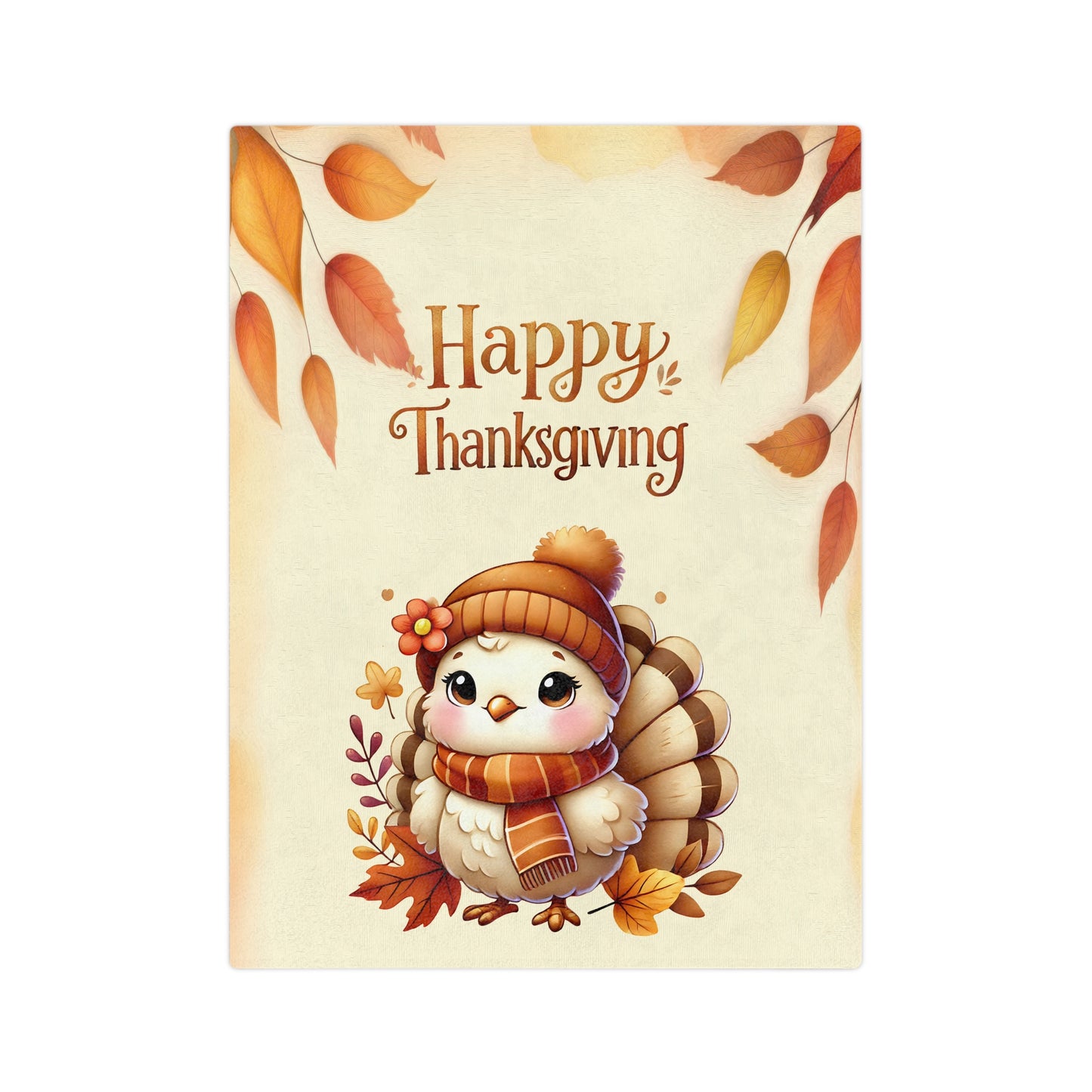 Happy Thanksgiving Cozy Turkey Velveteen Blanket