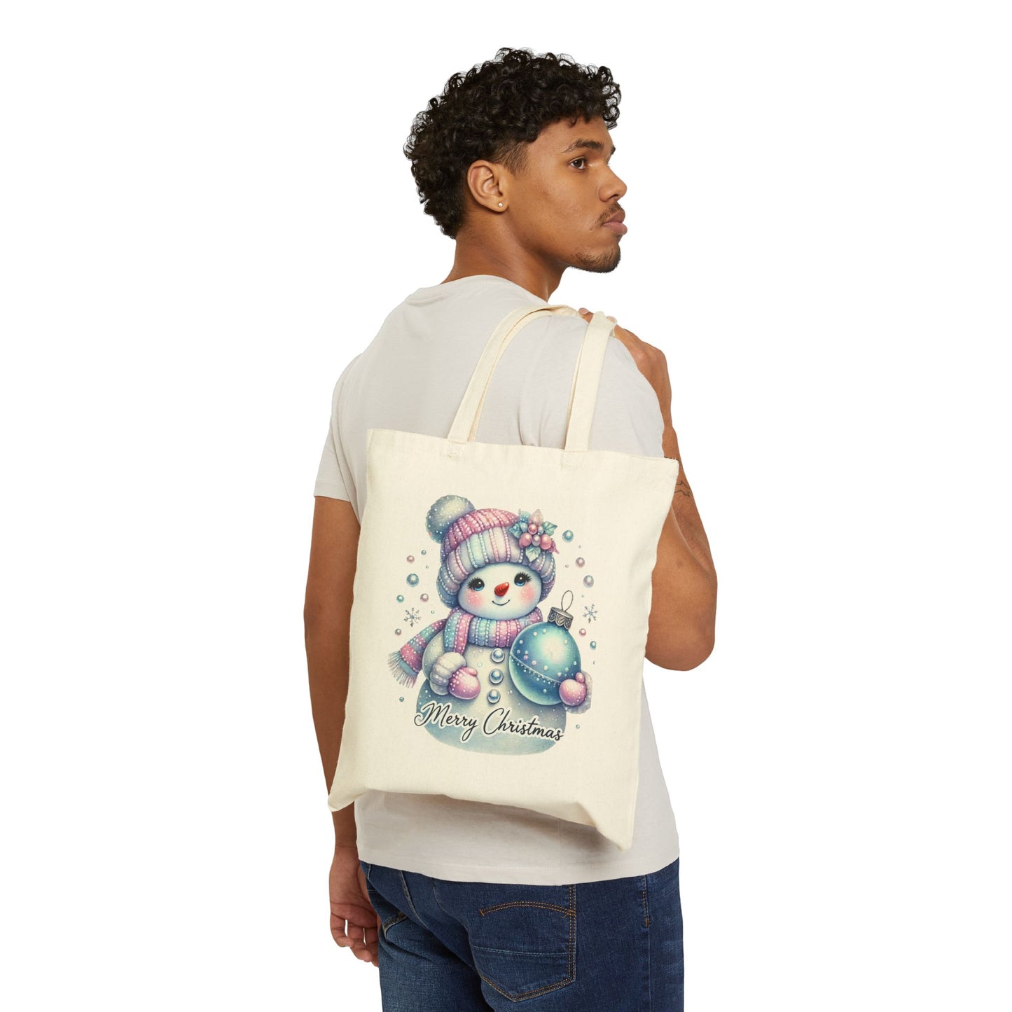 Cute Snowman Holiday Reusable Tote Bag
