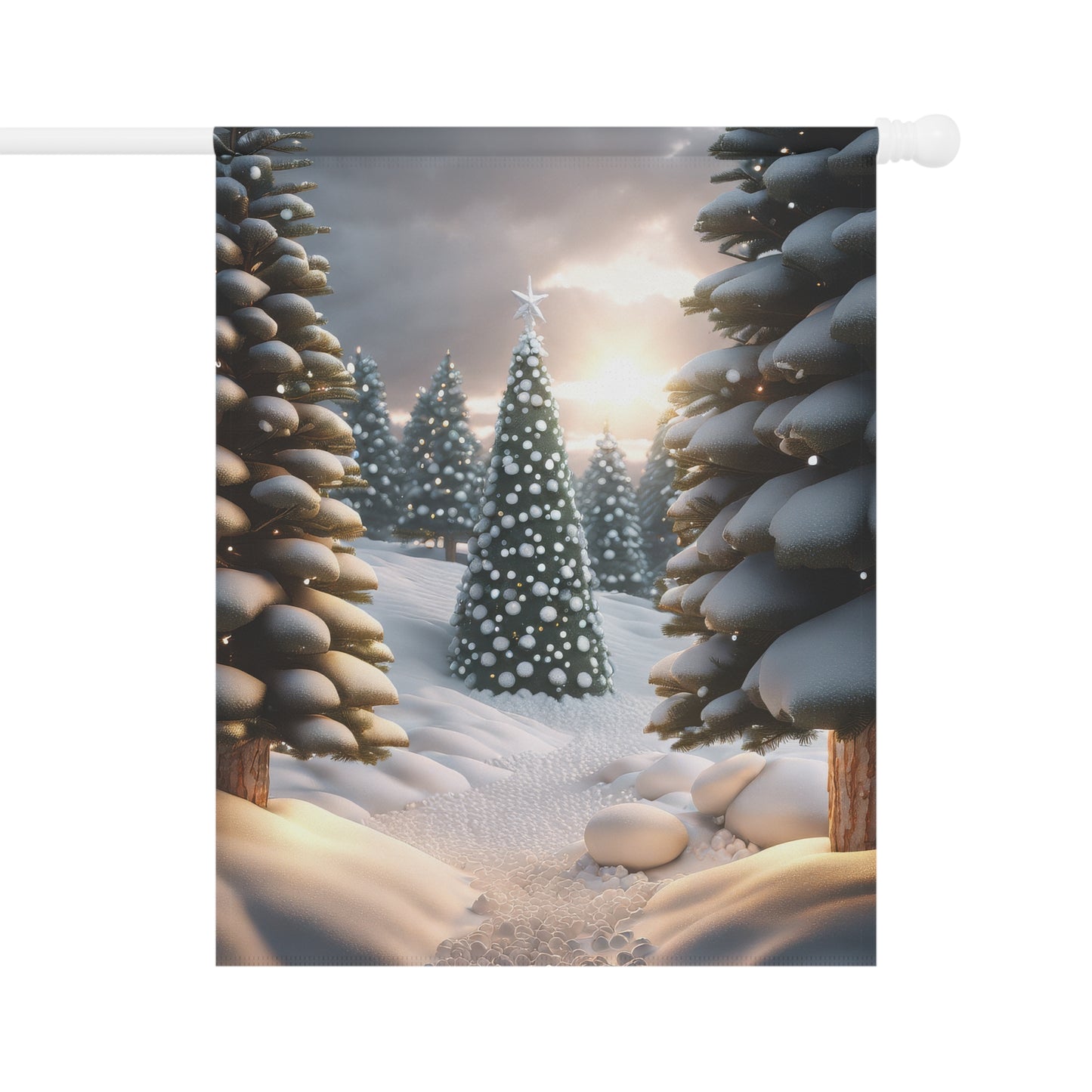 Snowy Scene Holiday Garden Flag/ House Banner