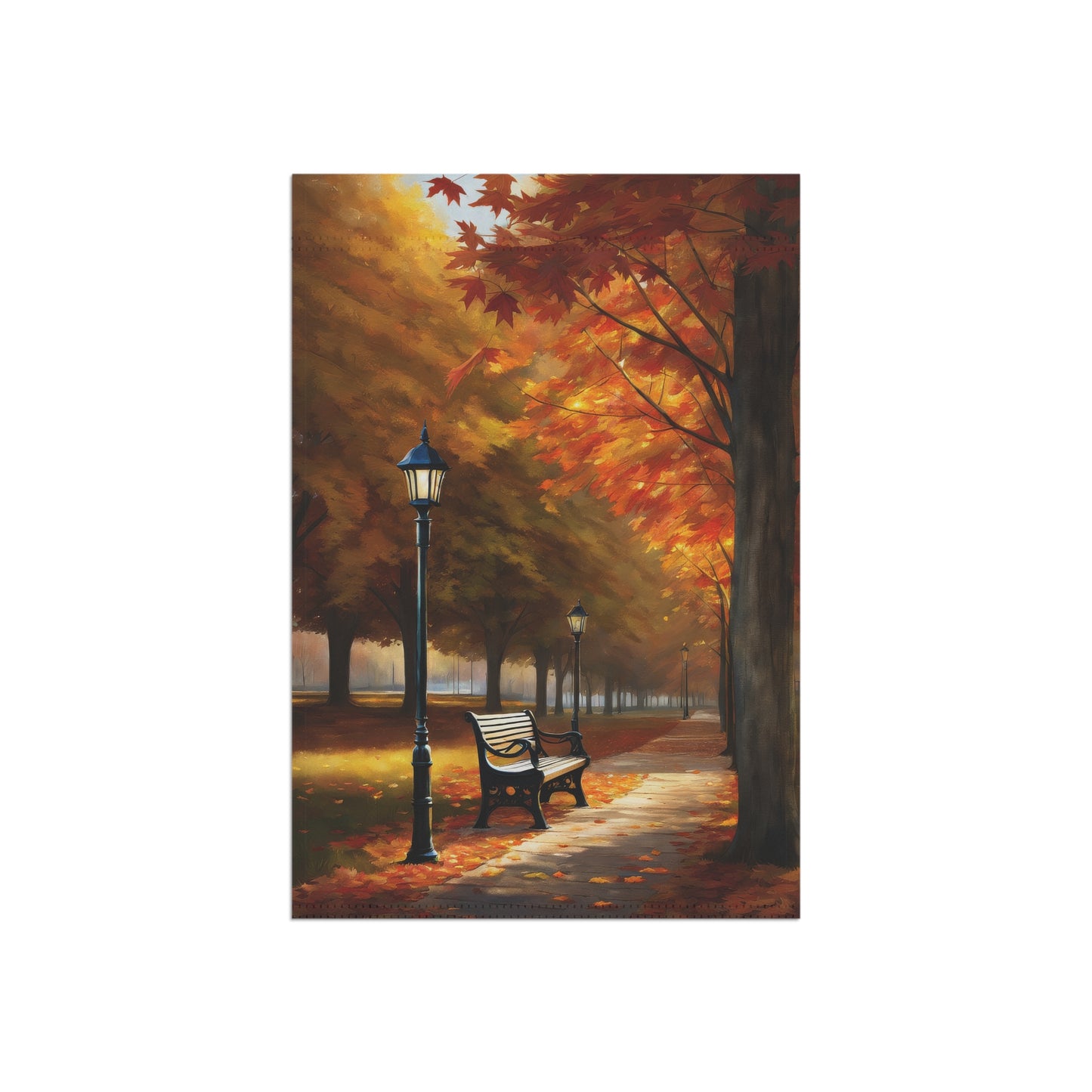 Vibrant Autumn Park Lane Garden Flag