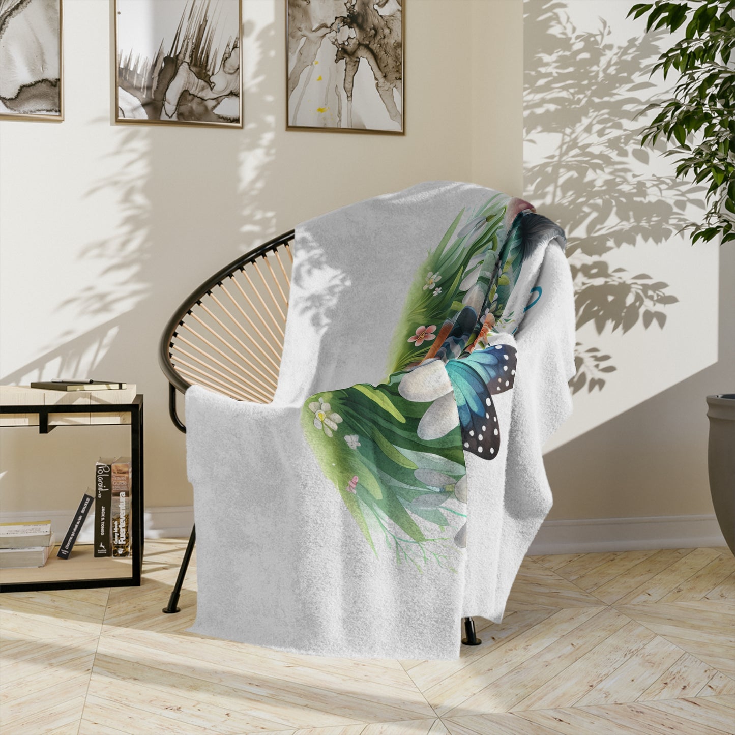 "Hello Spring!" Cute Bunny Velveteen Blanket