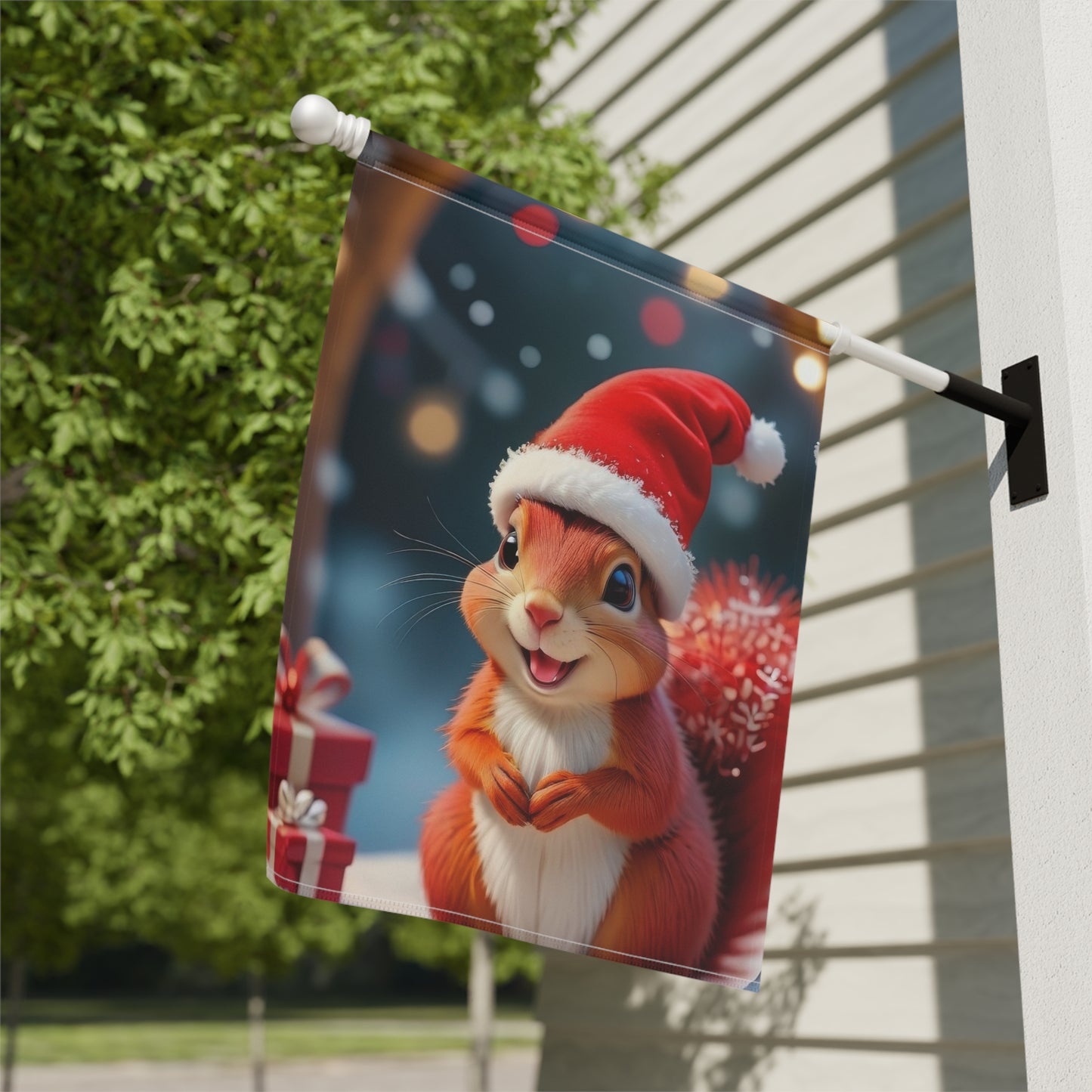 Cute Squirrel Christmas Garden Flag