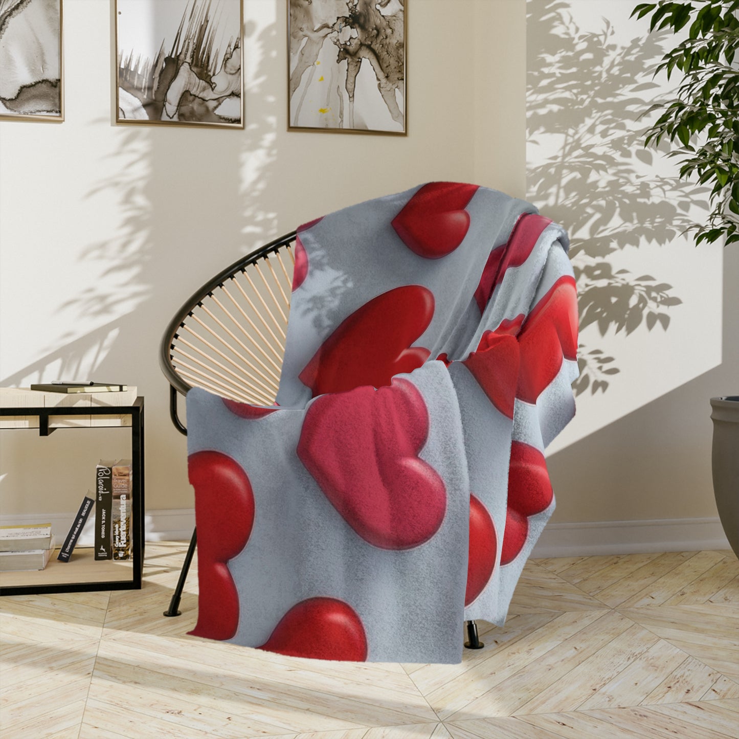 Red Hearts Pattern Velveteen Blanket