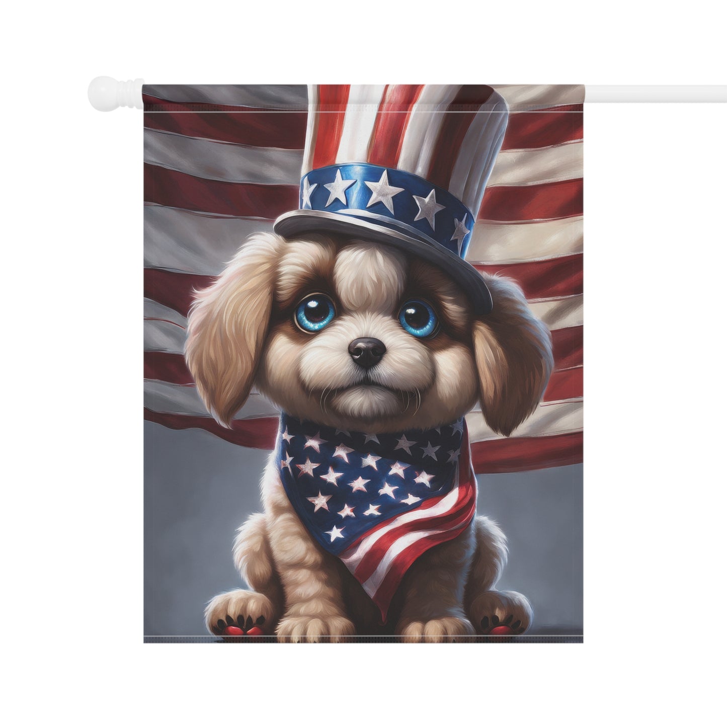 Cute Puppy Patriotic Garden Flag/House Banner