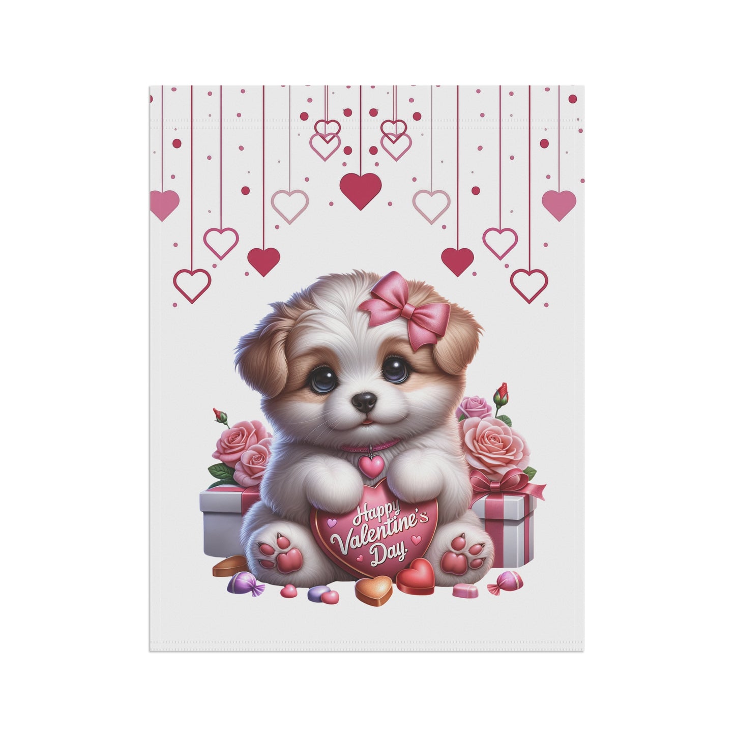 Cute Puppy Valentine’s Day Garden Flag