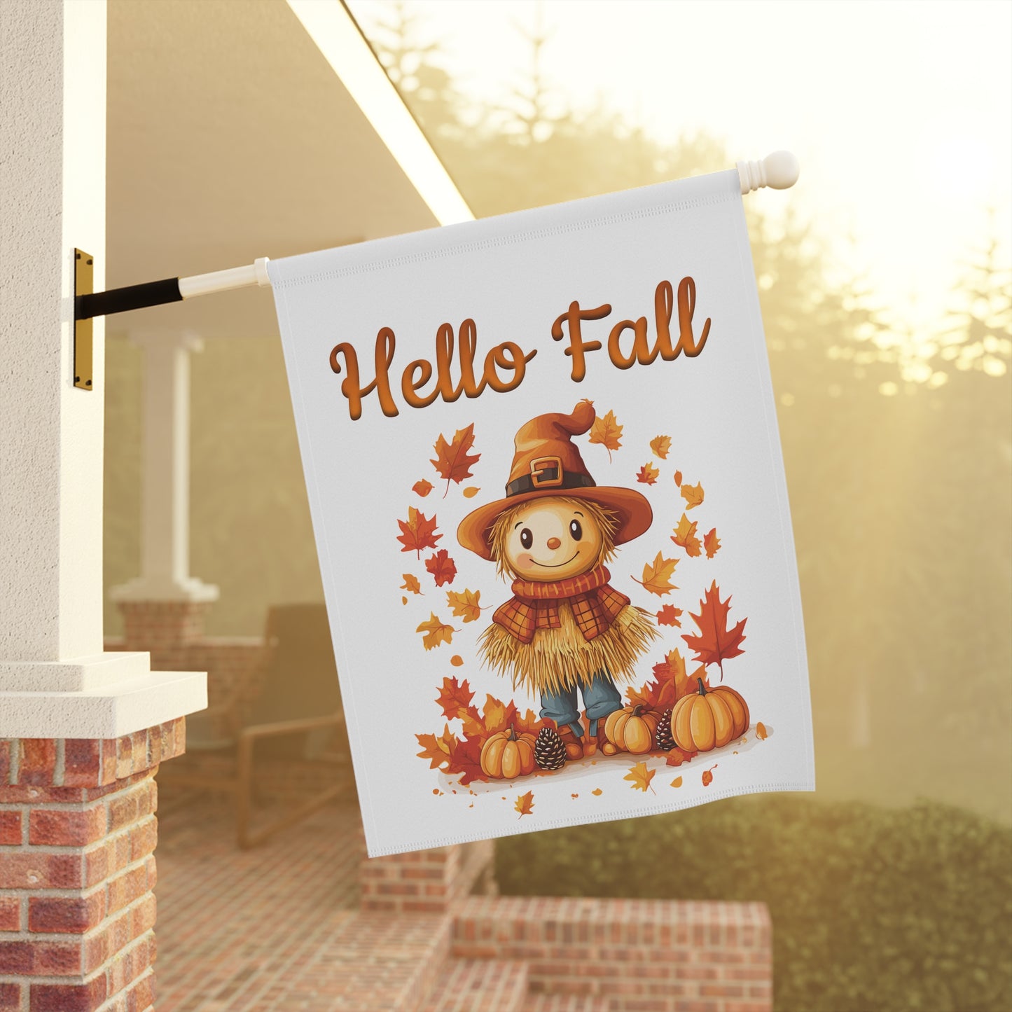 Hello Fall Scarecrow Garden Flag