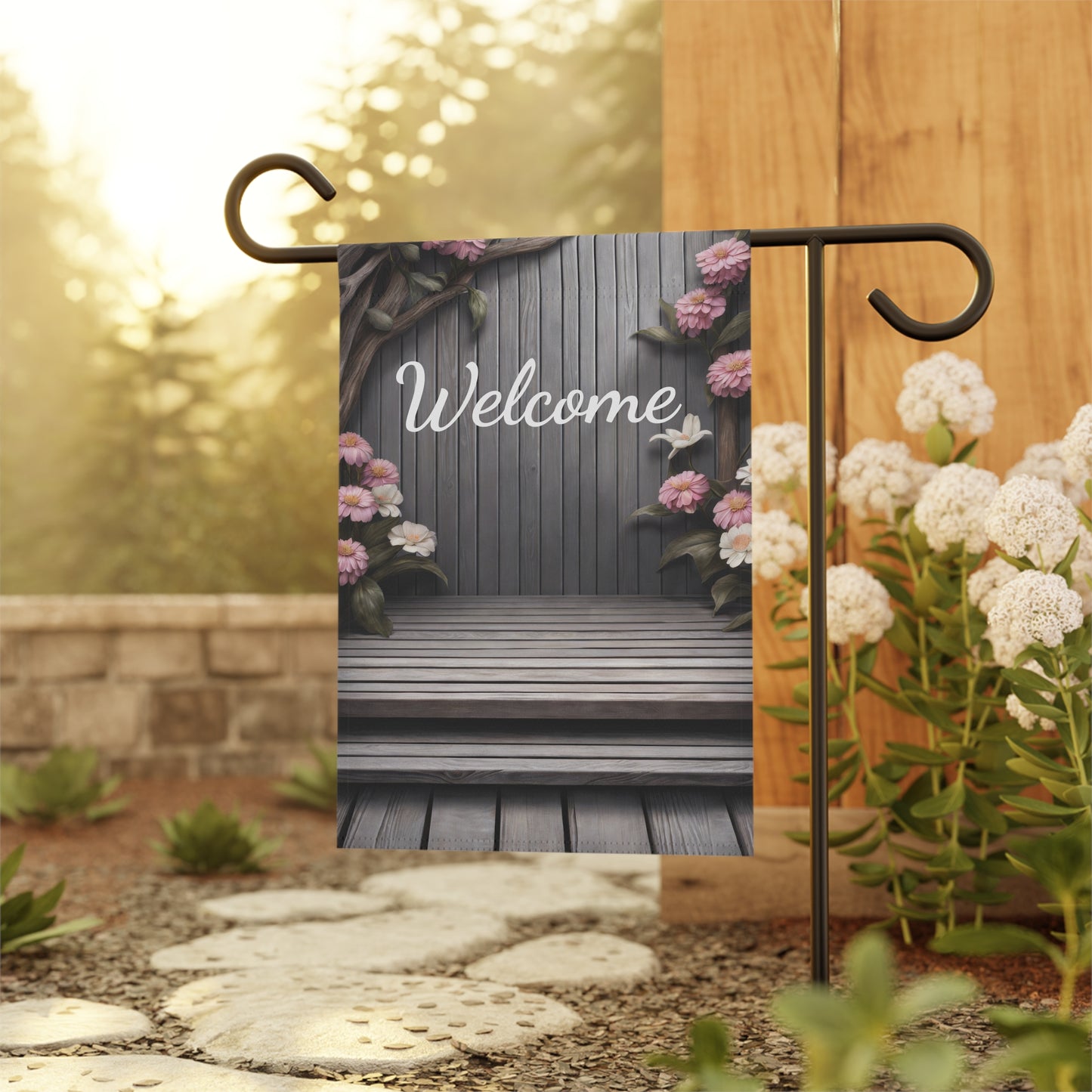 Rustic Wooden Welcome Garden Flag