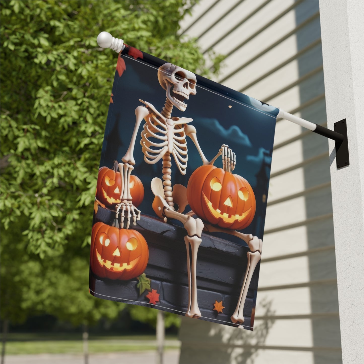 Funny Skeleton Halloween Garden Flag –