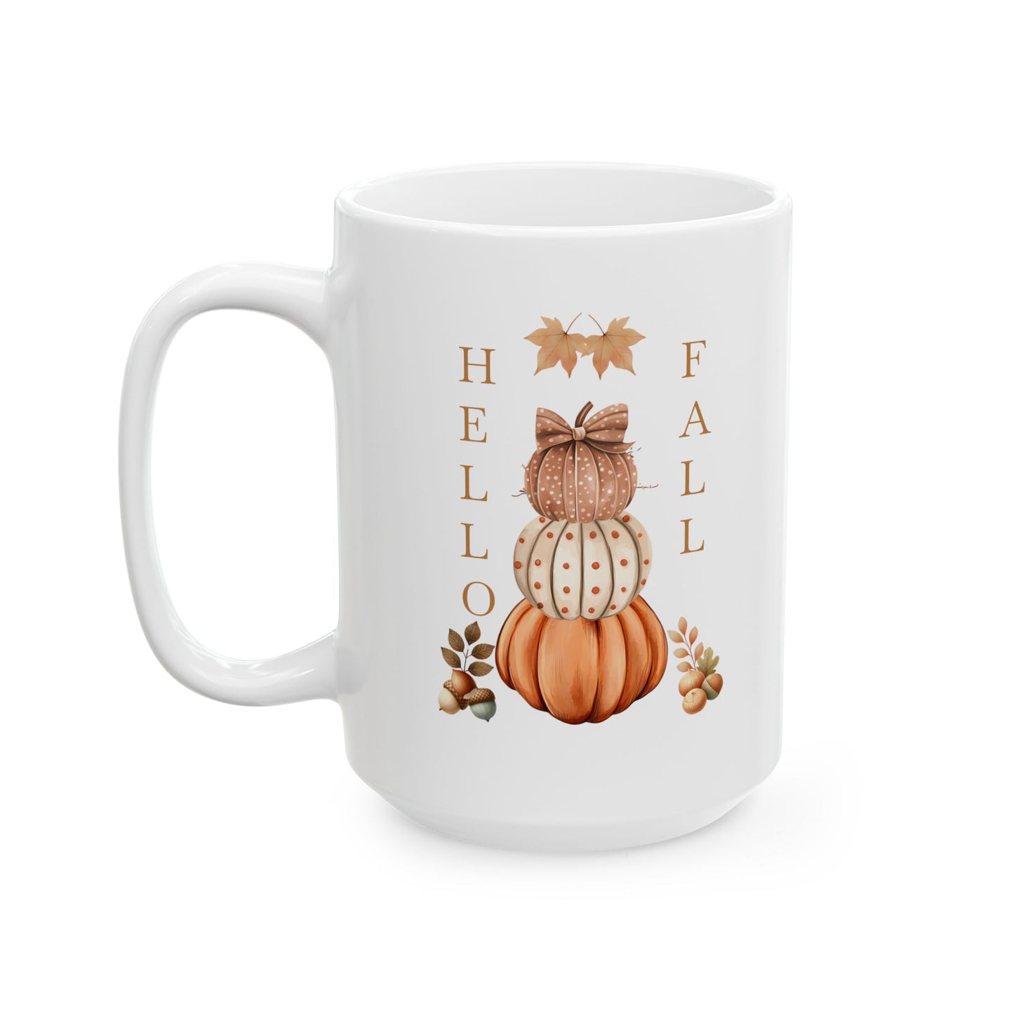 "Hello Fall" Stacked Pumpkin Coffee Mug