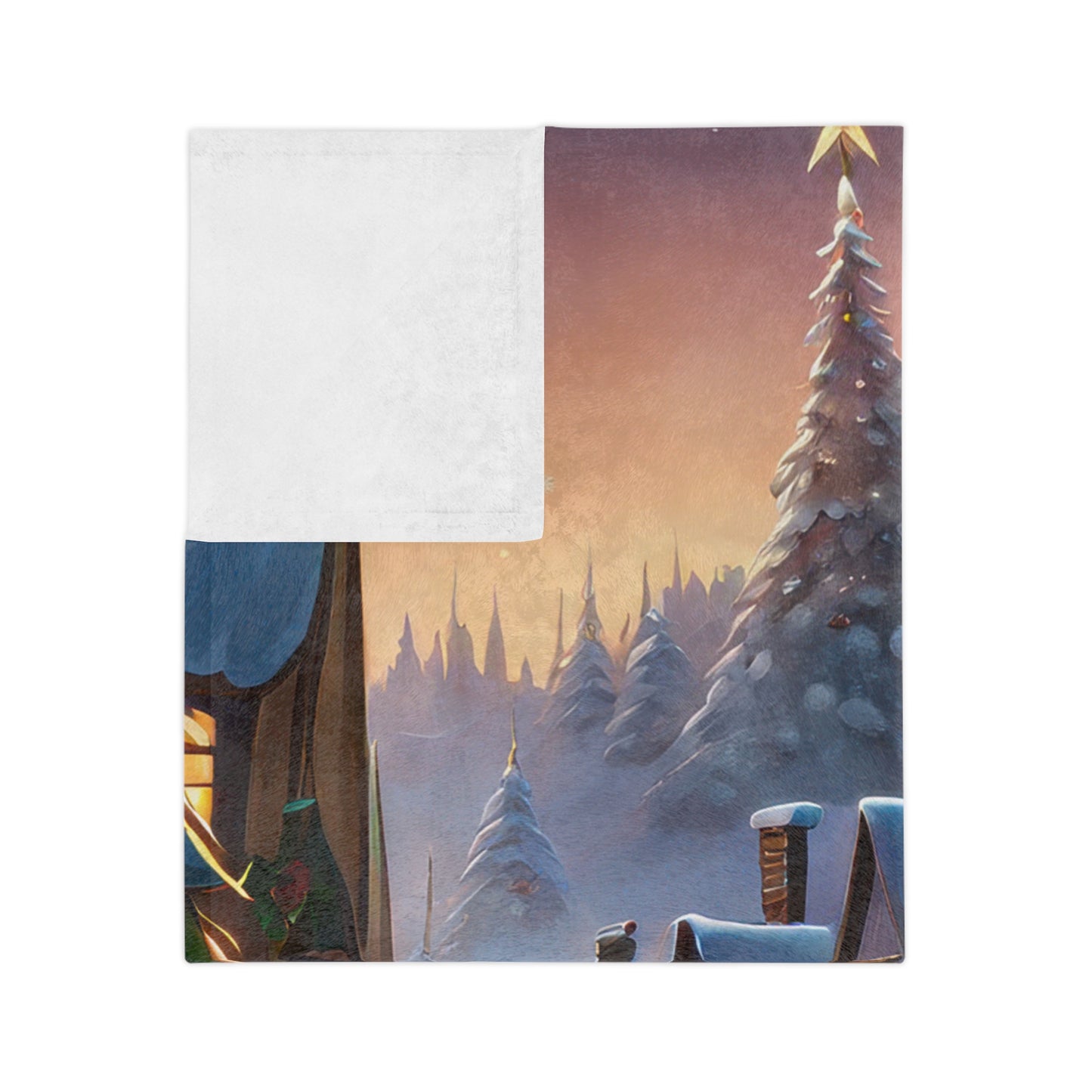 Festive Snowy Street Winter Wonderland Throw