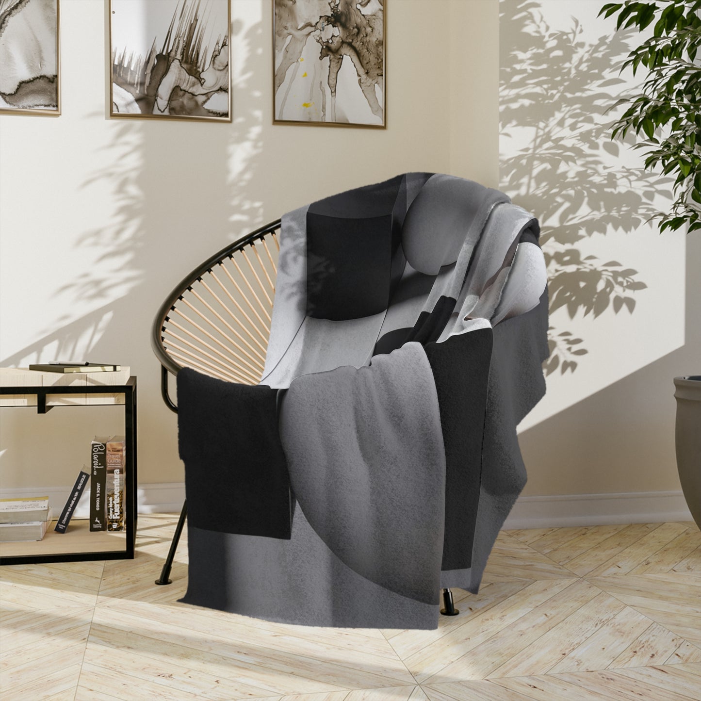 Monochrome Abstract Art Velveteen Blanket