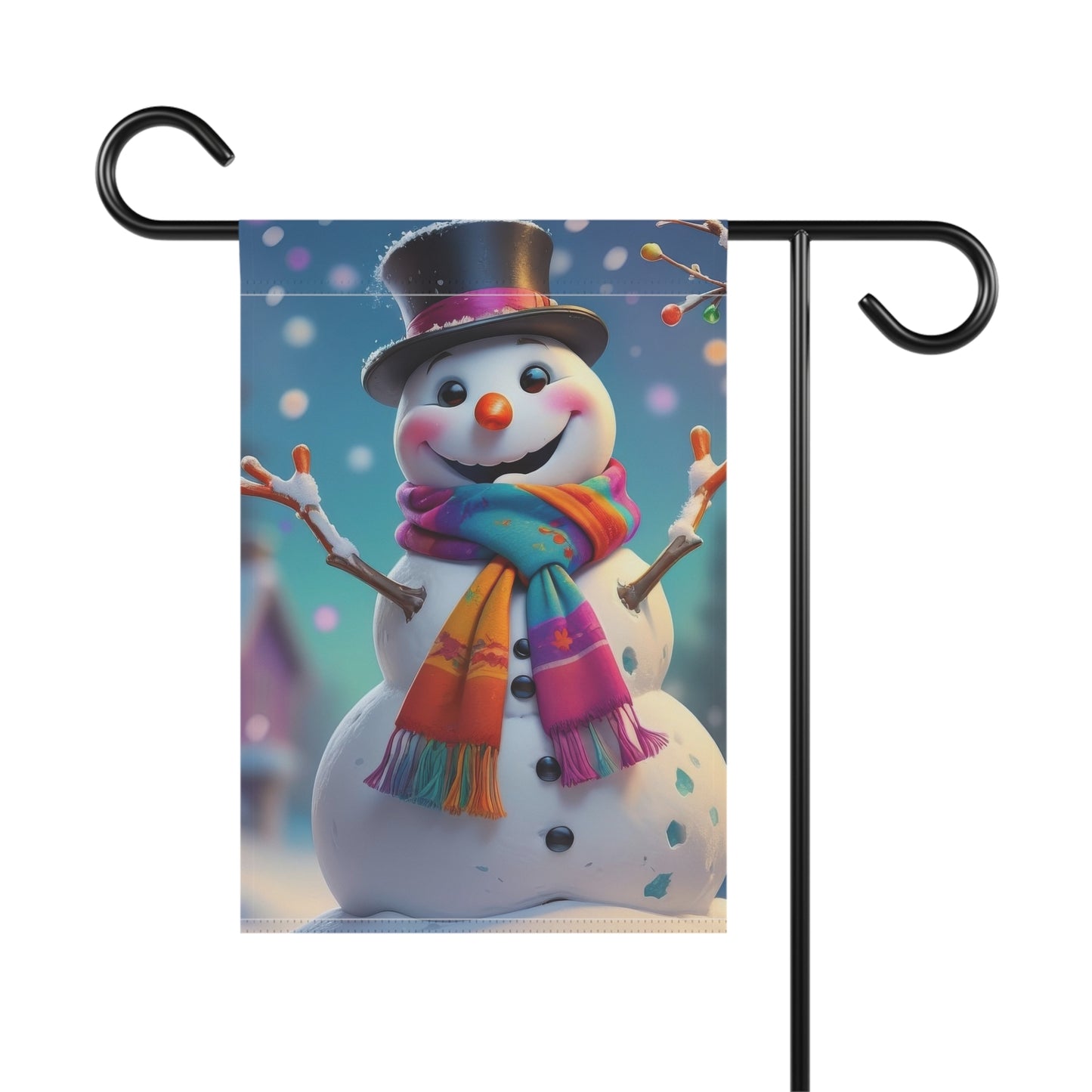 Cheerful Snowman Garden Flag