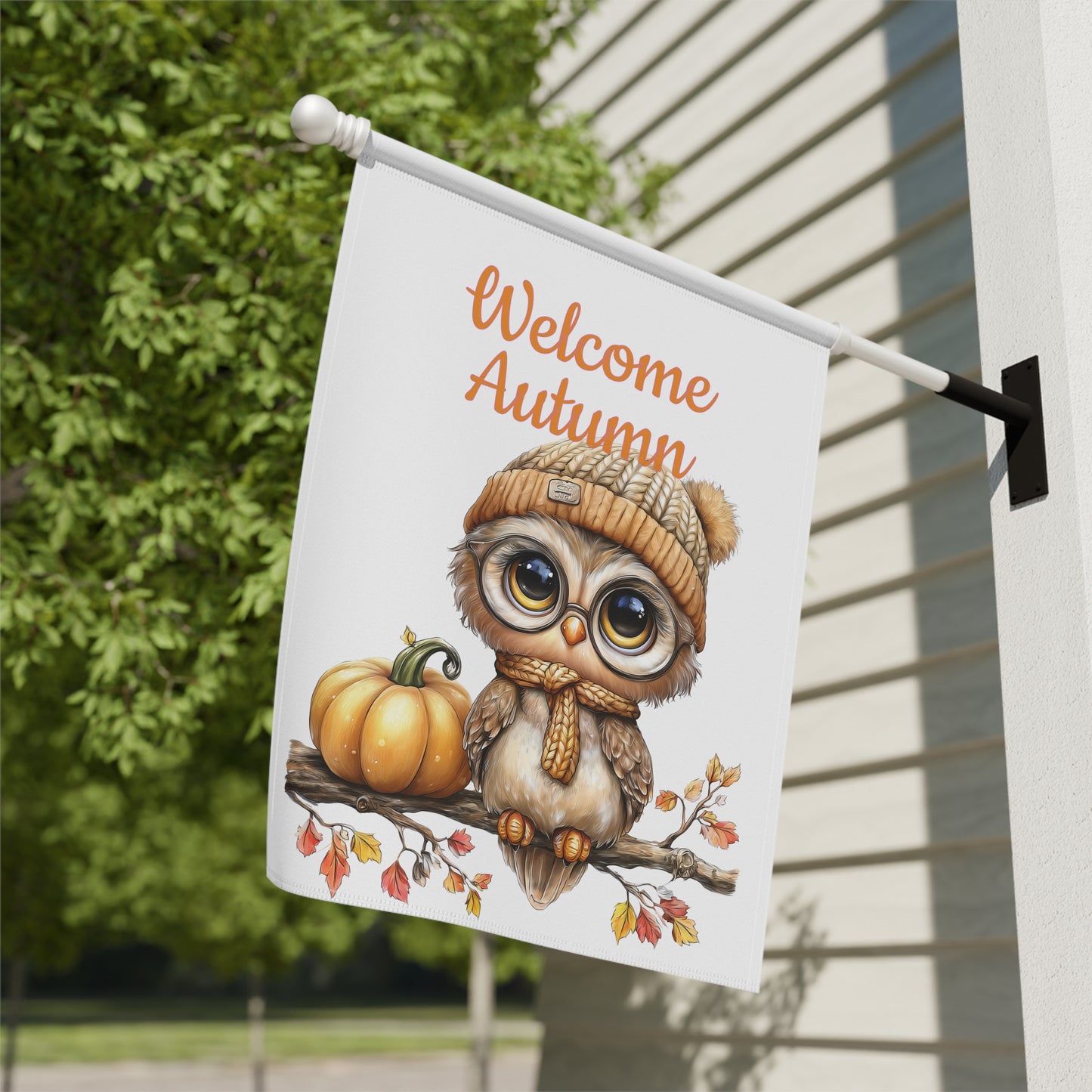 Cute Owl Fall Garden Flag