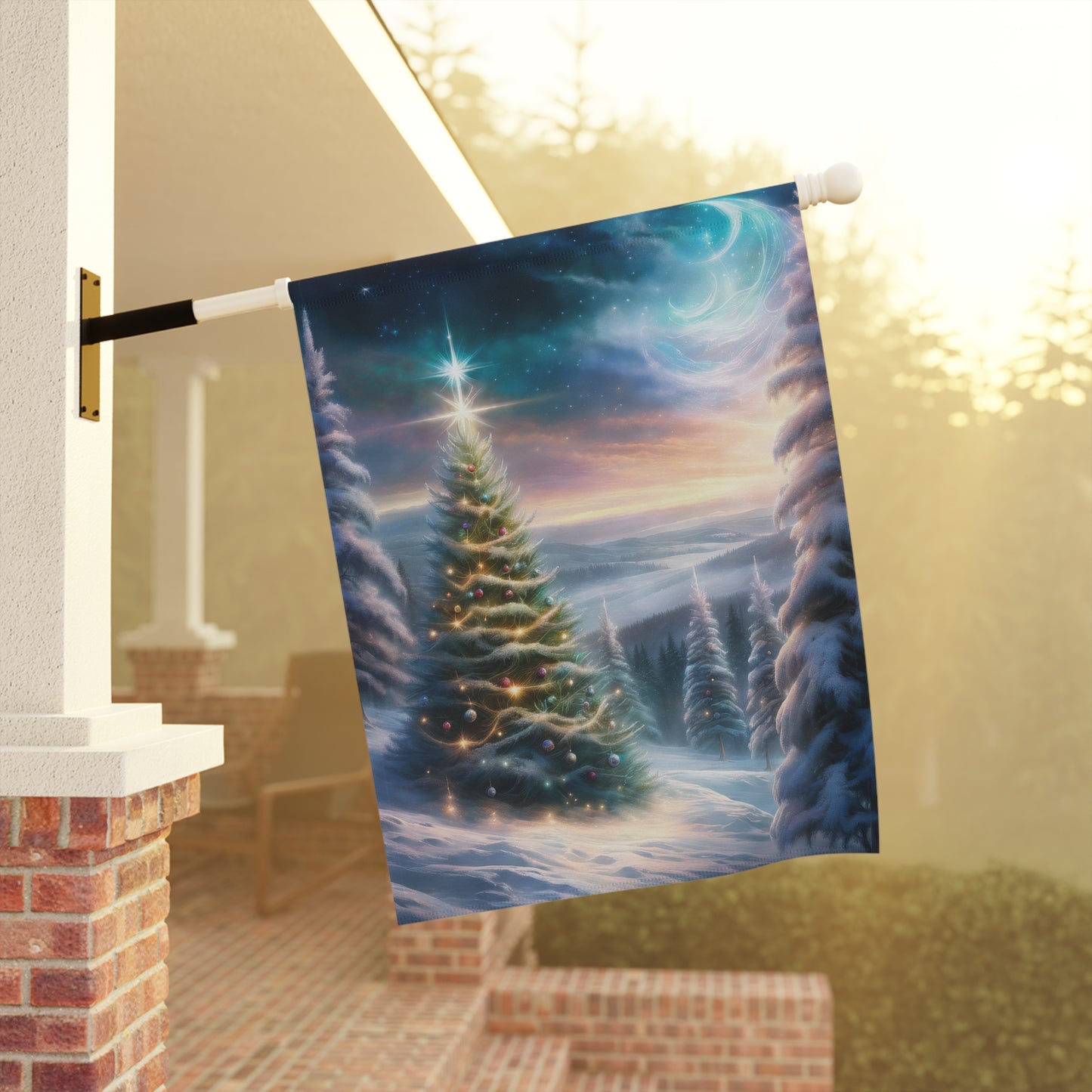 Majestic Winter Scene Holiday Garden Flag/ House Banner