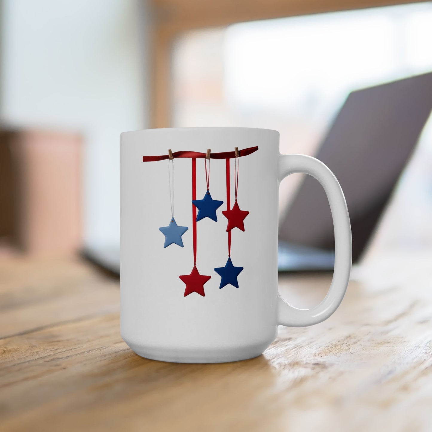 Patriotic Red & Blue Stars Coffee Mug