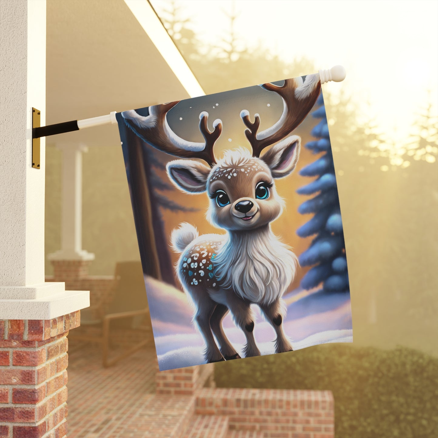 Adorable Spotted Fawn Reindeer Garden Flag