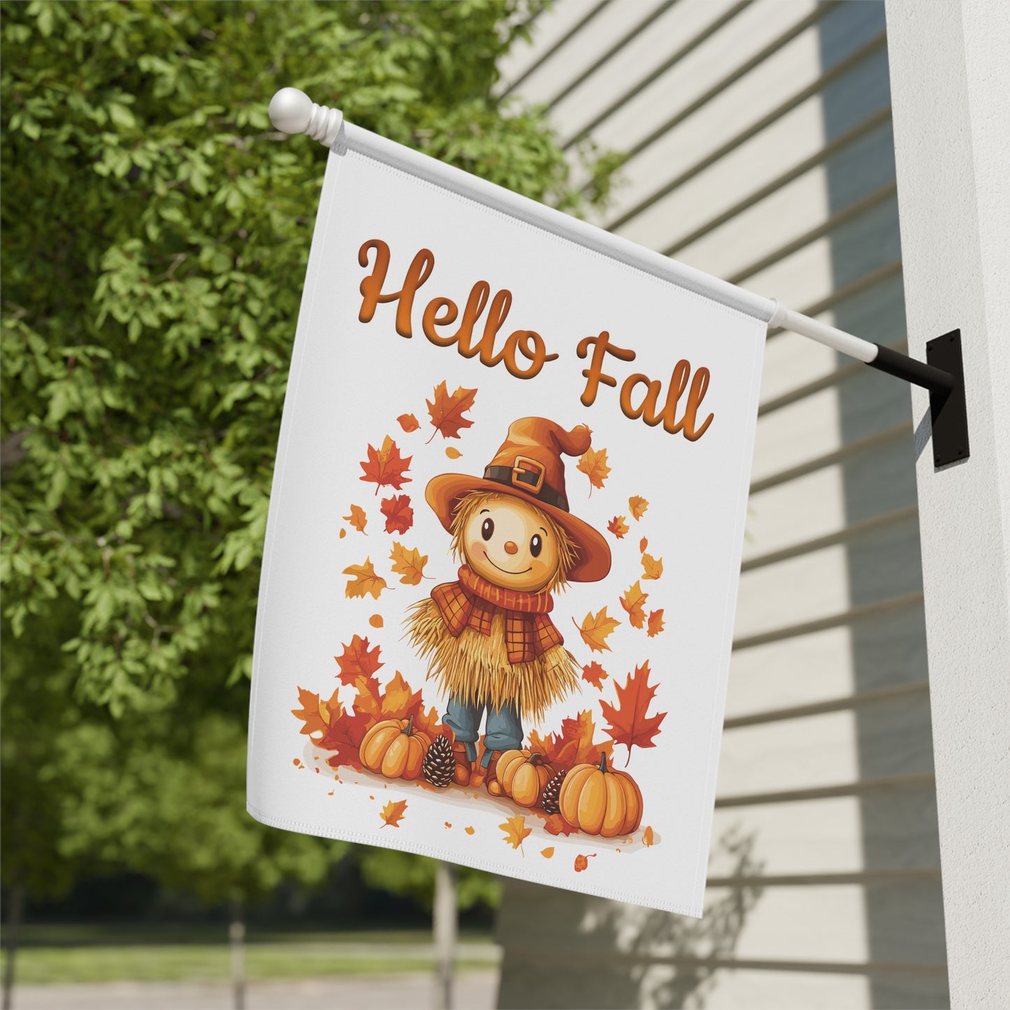Hello Fall Scarecrow Garden Flag