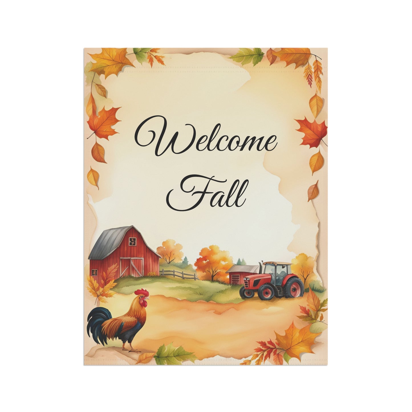 Rustic Farm Scene Welcome Garden Flag