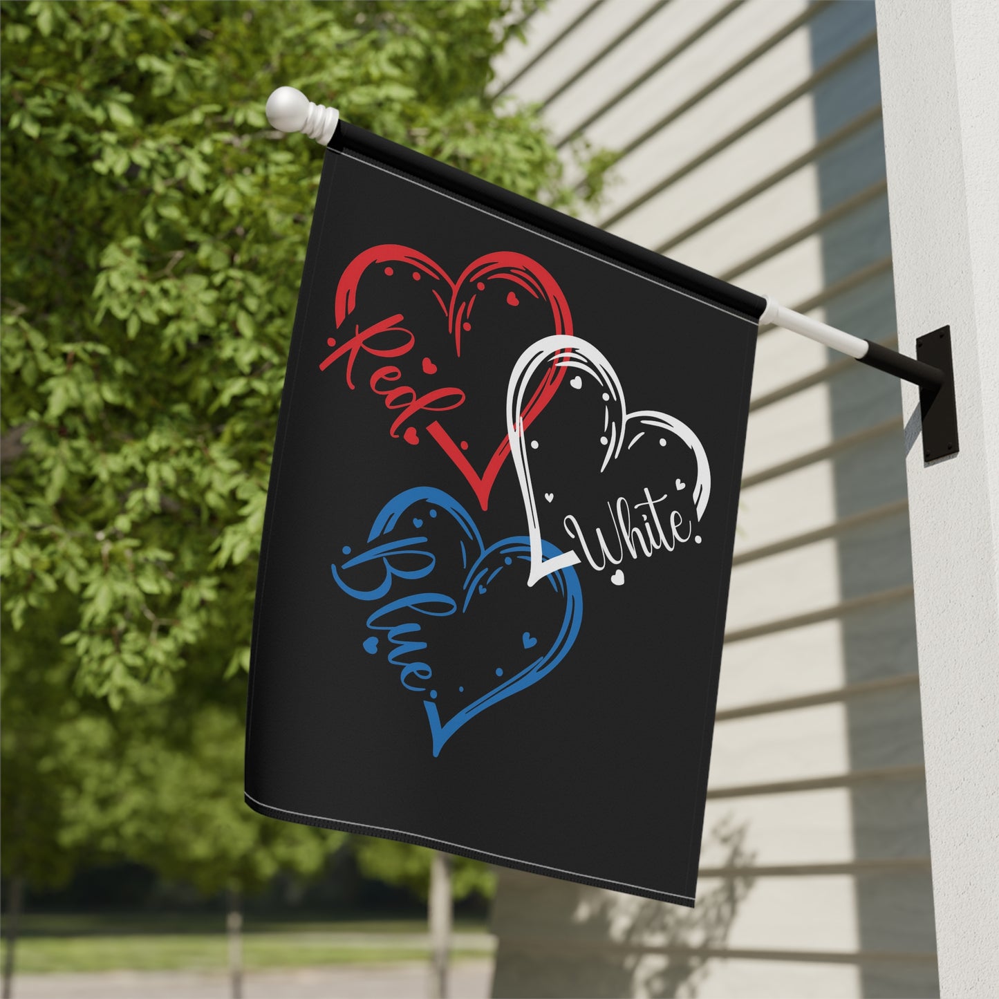 July 4th Red White Blue Hearts Garden Flag